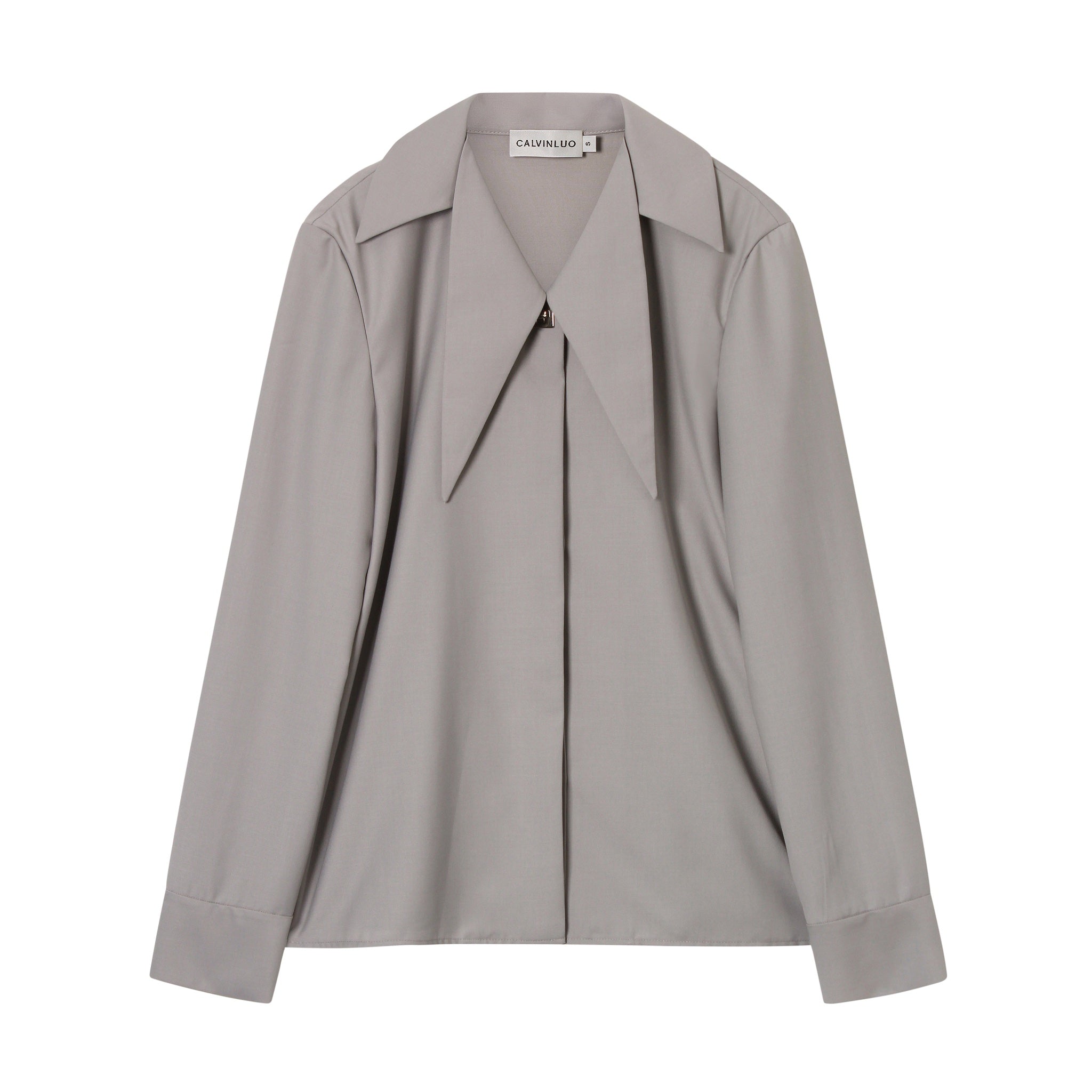 CALVIN LUO Grey Double-Collar Shirt | MADA IN CHINA