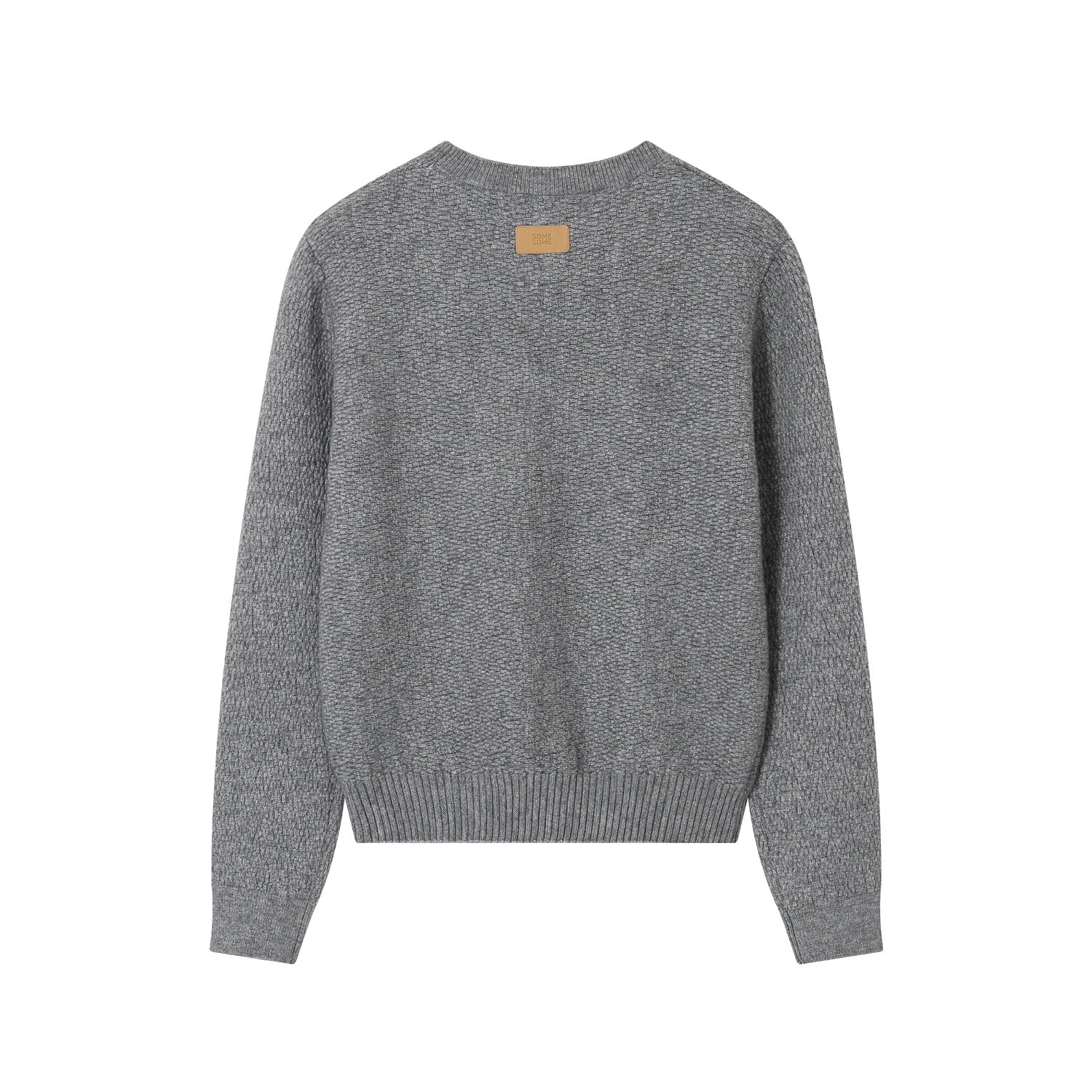 SOMESOWE Grey Embroidered Bow Crew Neck Sweater | MADA IN CHINA