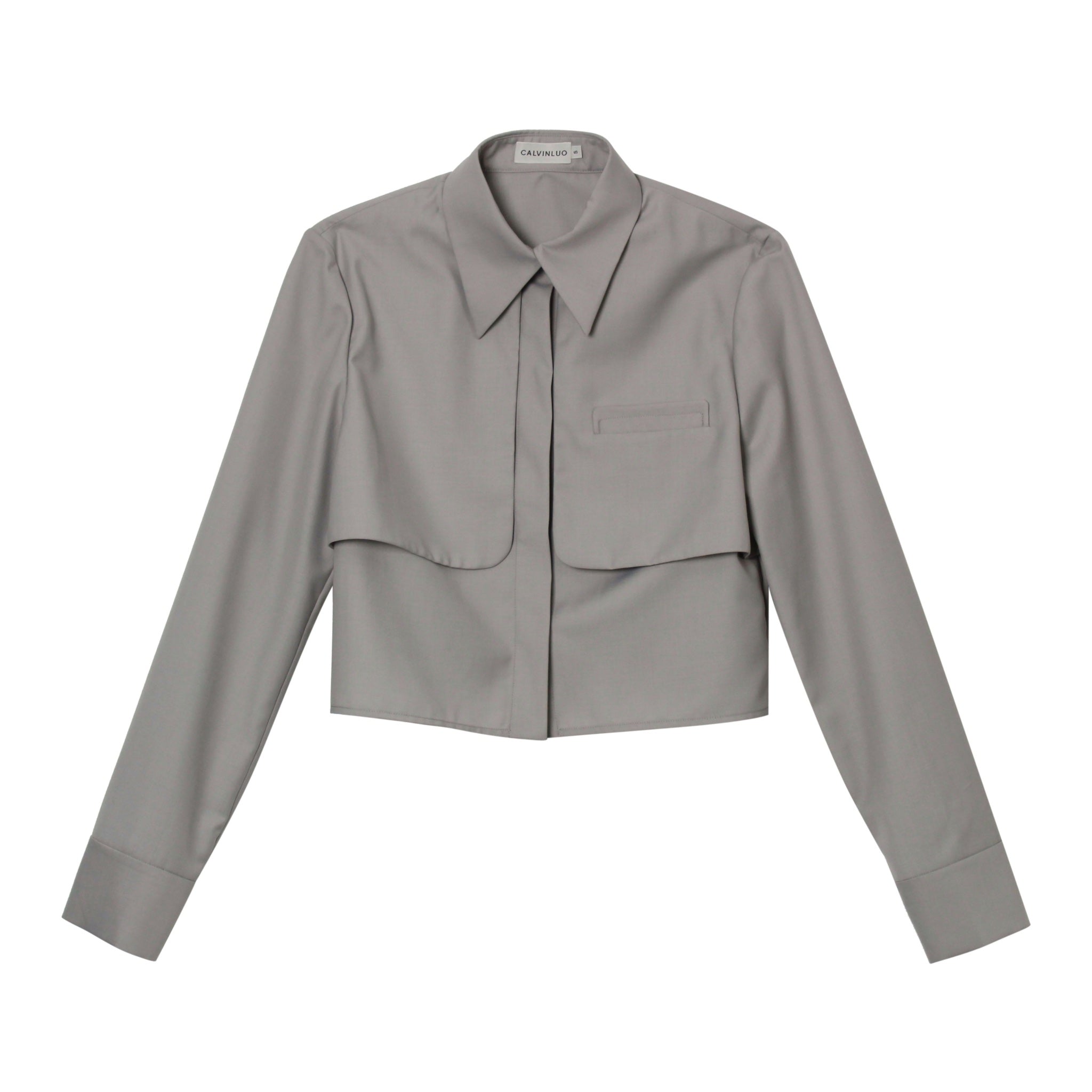 CALVIN LUO Grey Fake Two-Piece Wind-Blocking Shirt | MADA IN CHINA