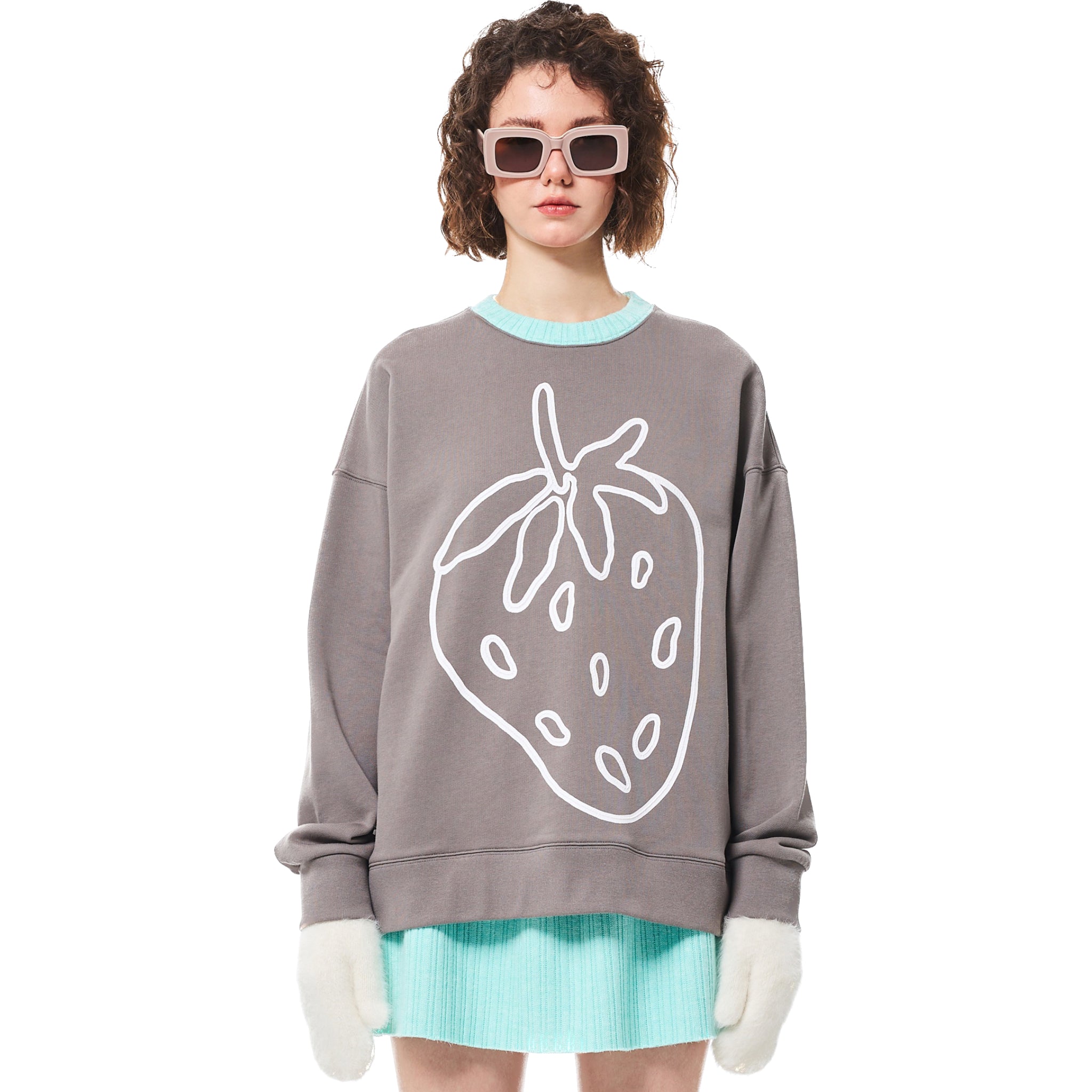 Alexia Sandra Grey Figured Strawberry Sweatshirt | MADA IN CHINA