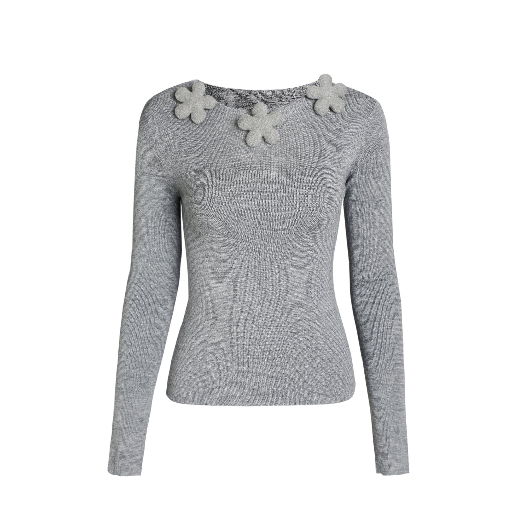 FENGYI TAN Grey Flower Collar Top | MADA IN CHINA