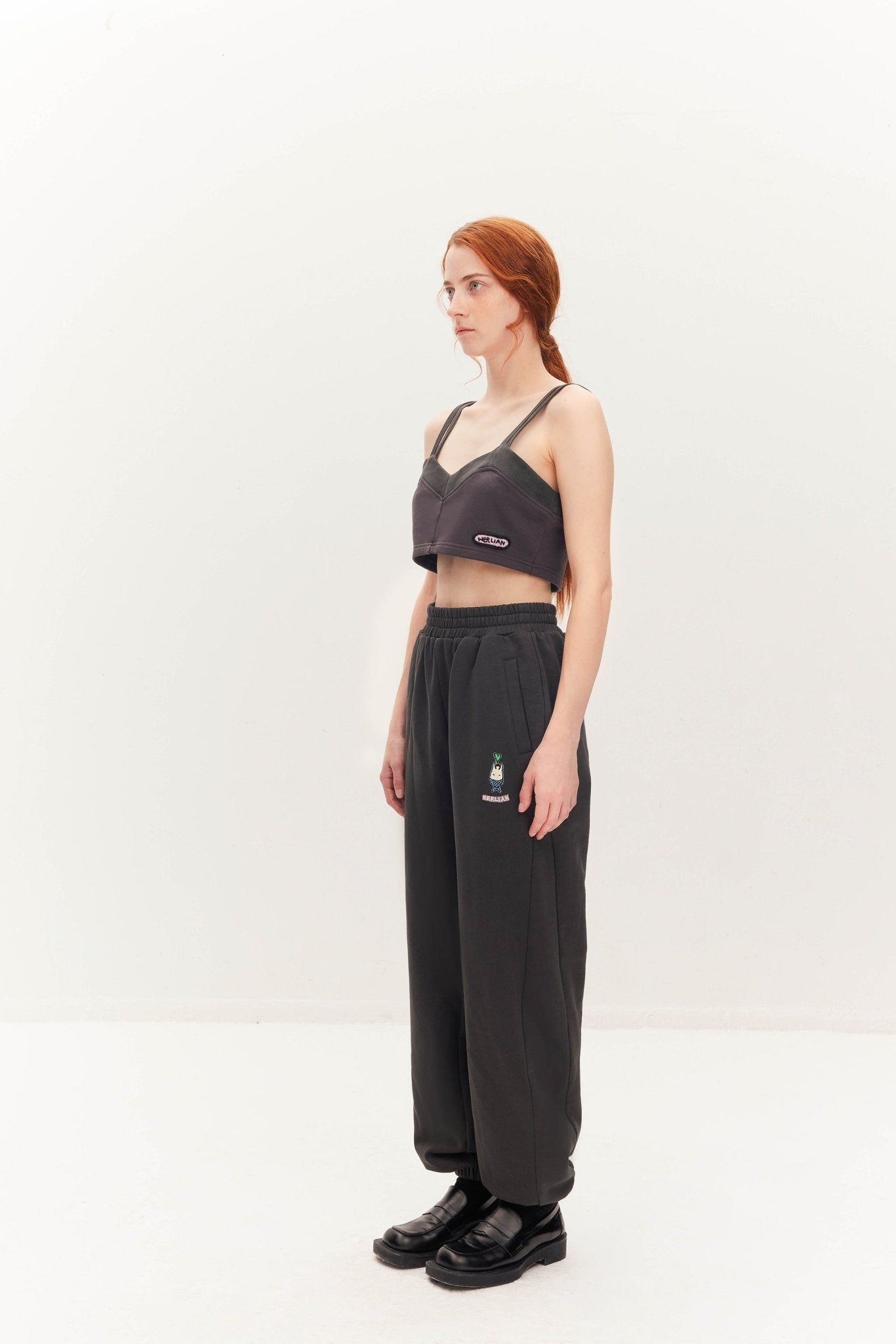 HERLIAN Grey Heart Hugging Fish Sweat Pant | MADA IN CHINA