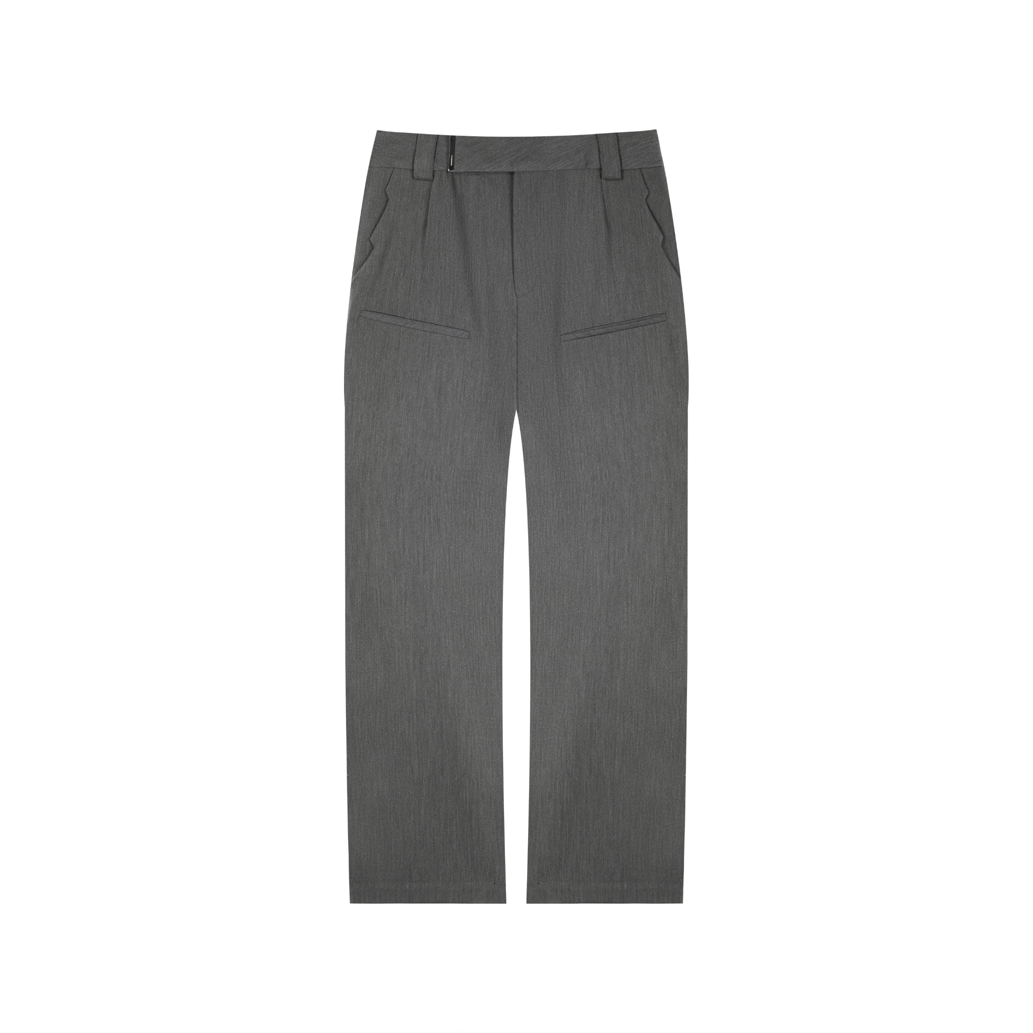 UNAWARES Grey Metal Logo Clip Loose Pants | MADA IN CHINA