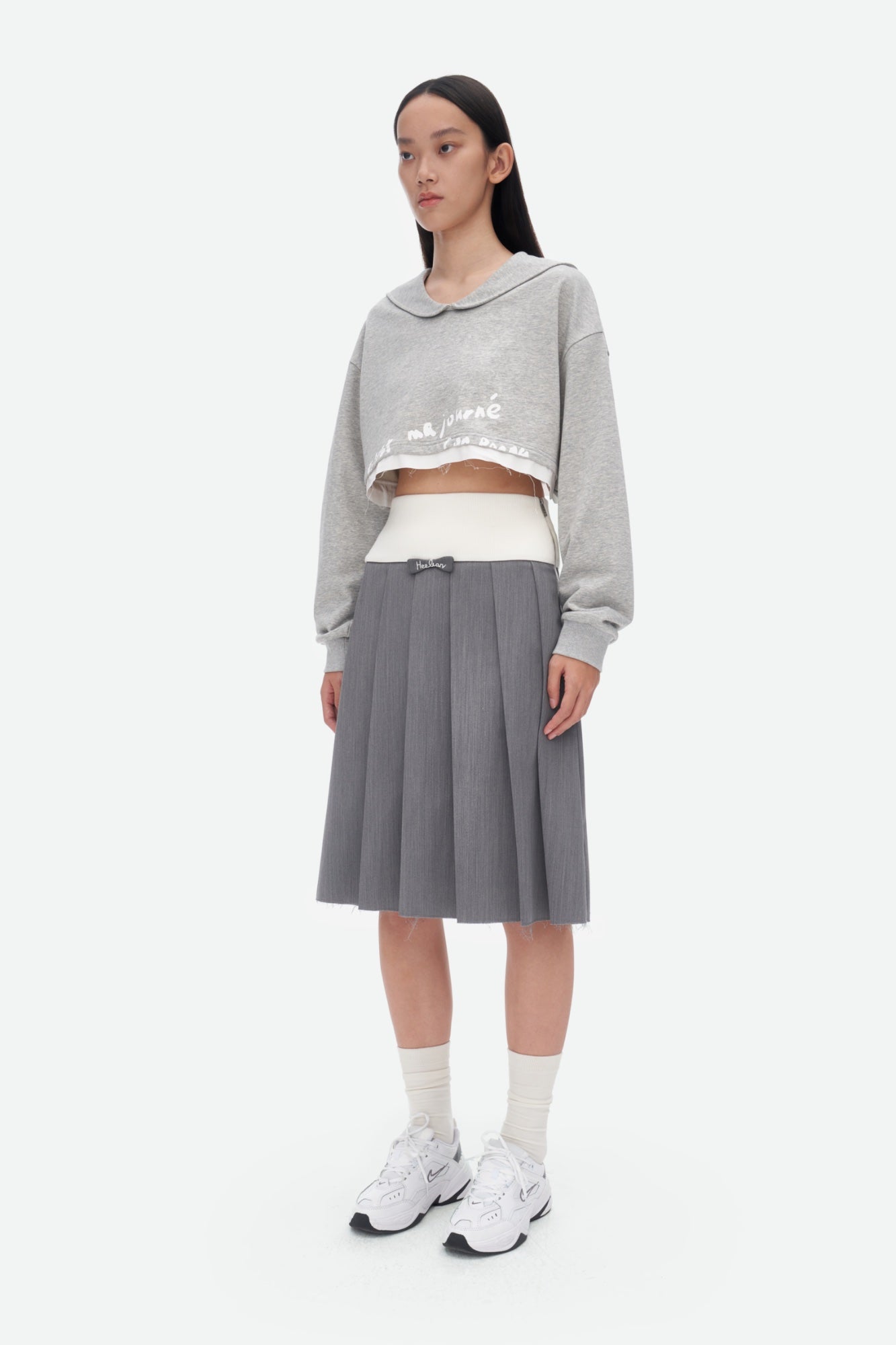 Mid-length Pleated Skirt in Grey | MADAX