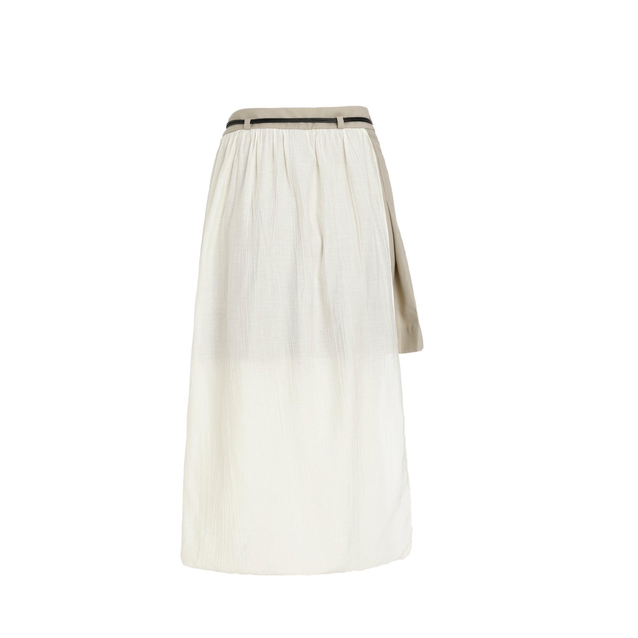 BVM TEAMS Grey Pleats Wool Wrap Skirt | MADA IN CHINA