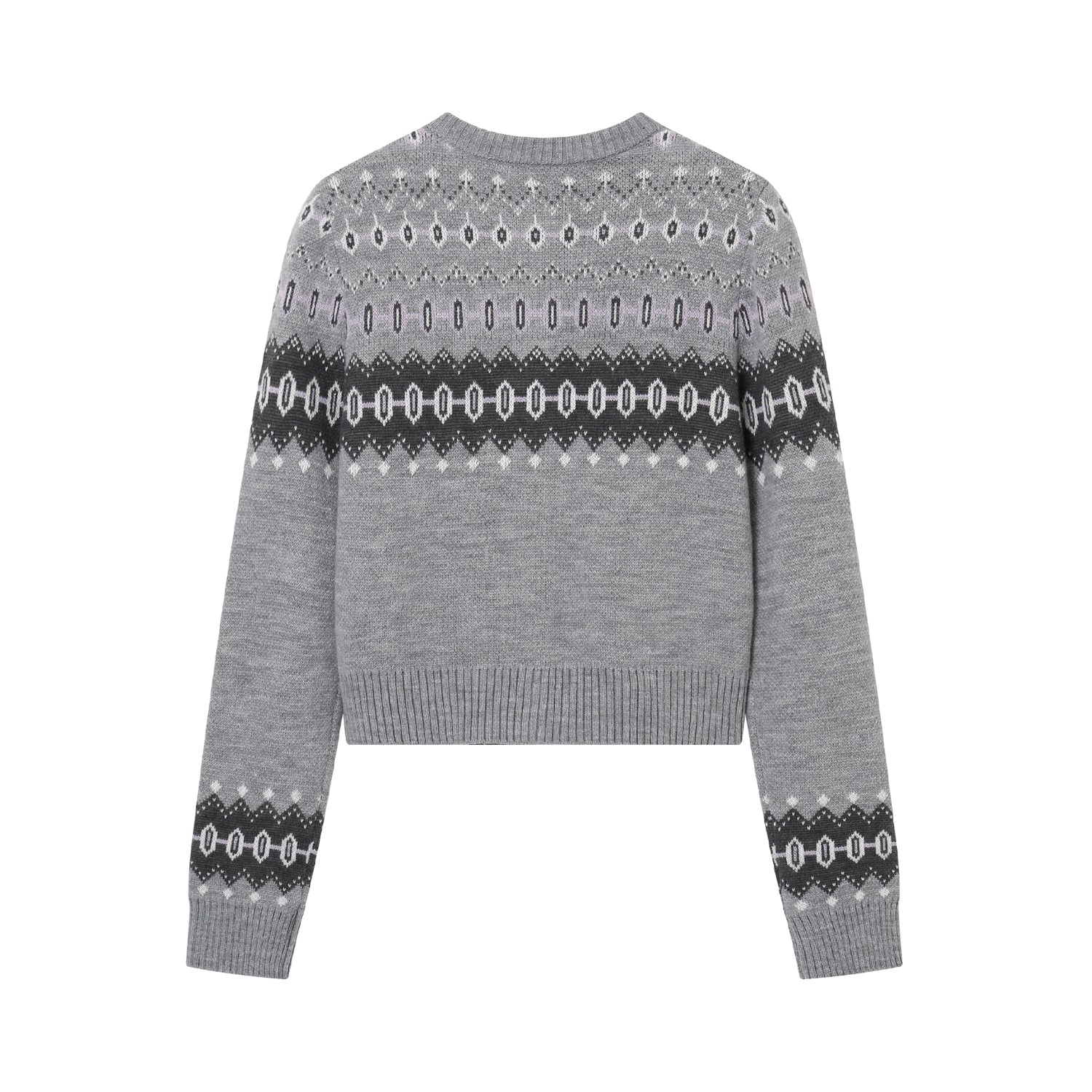 SOMESOWE Grey Retro Fair Isle Cardigan | MADA IN CHINA