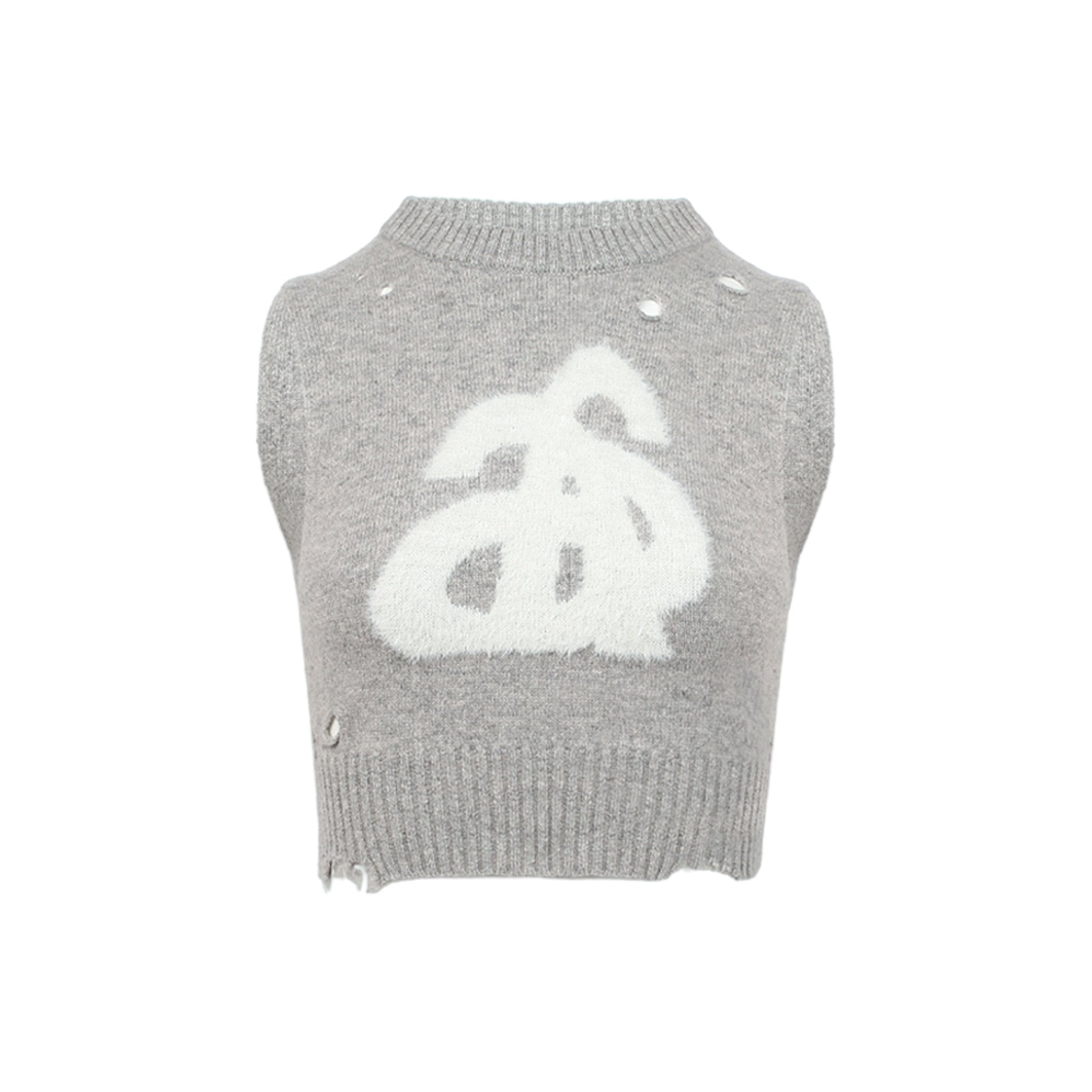 ANN ANDELMAN Grey Short Destroyed Knit Vest | MADA IN CHINA