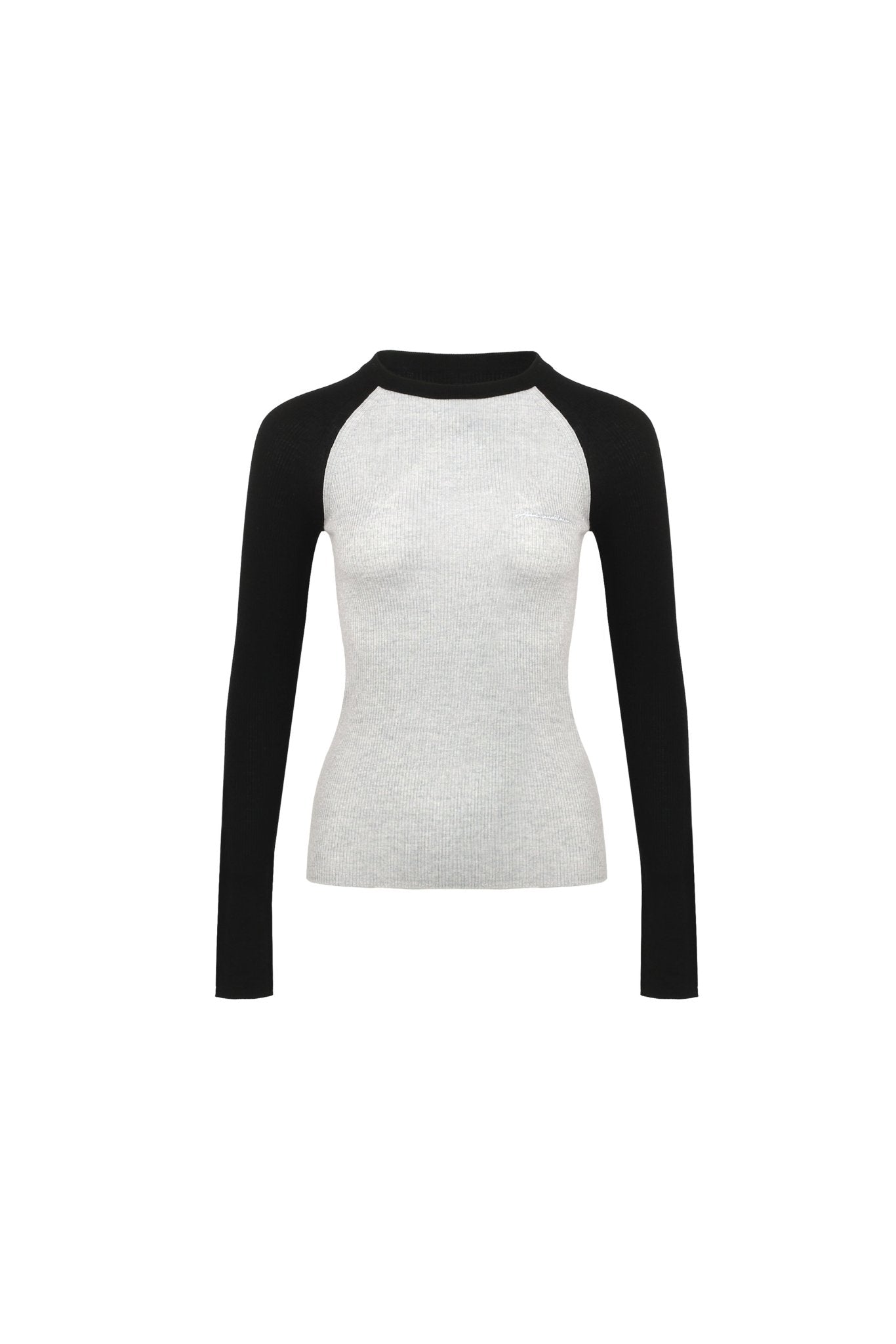 ANN ANDELMAN Grey Slim Knit Long Sleeve T-shirt | MADA IN CHINA