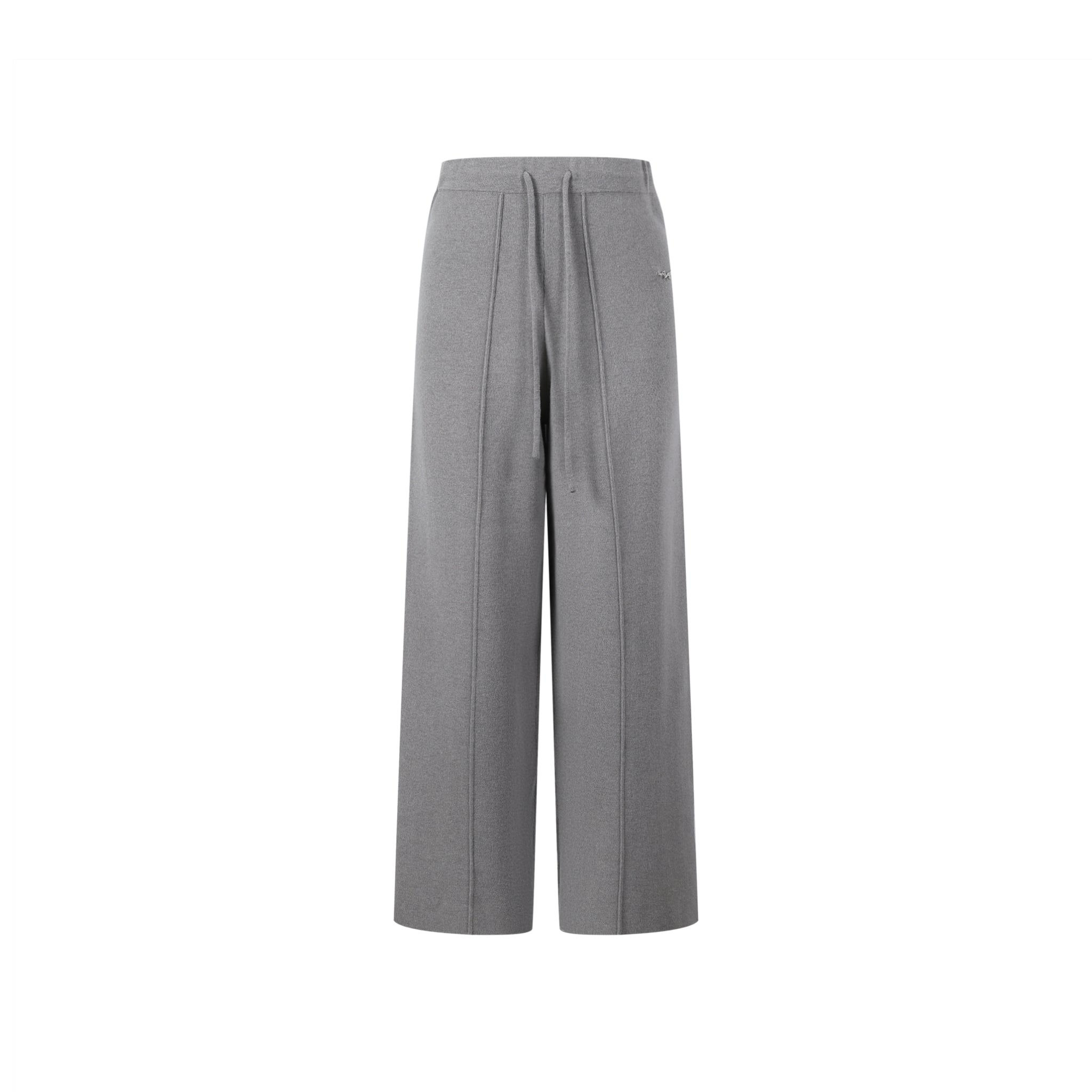 THREE QUARTERS Grey Straight Woolen Pants | MADA IN CHINA