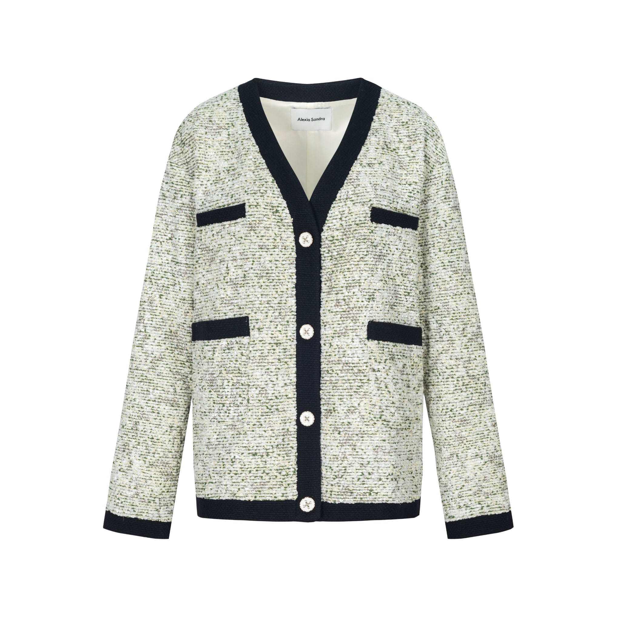 Alexia Sandra Grey Tweed Buttoned Cardigan | MADA IN CHINA