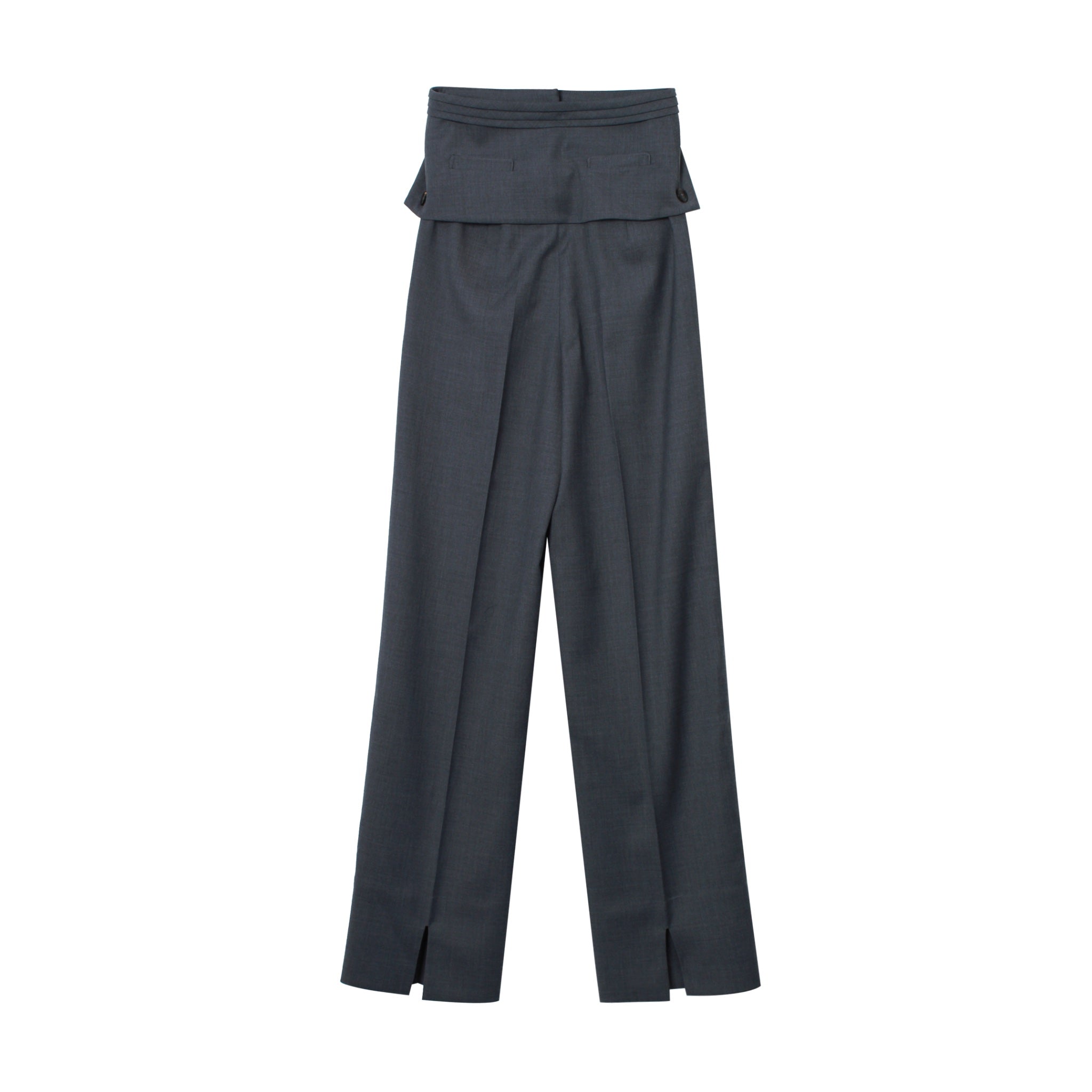 CALVIN LUO Grey Waistband Straight-Leg Pants | MADA IN CHINA