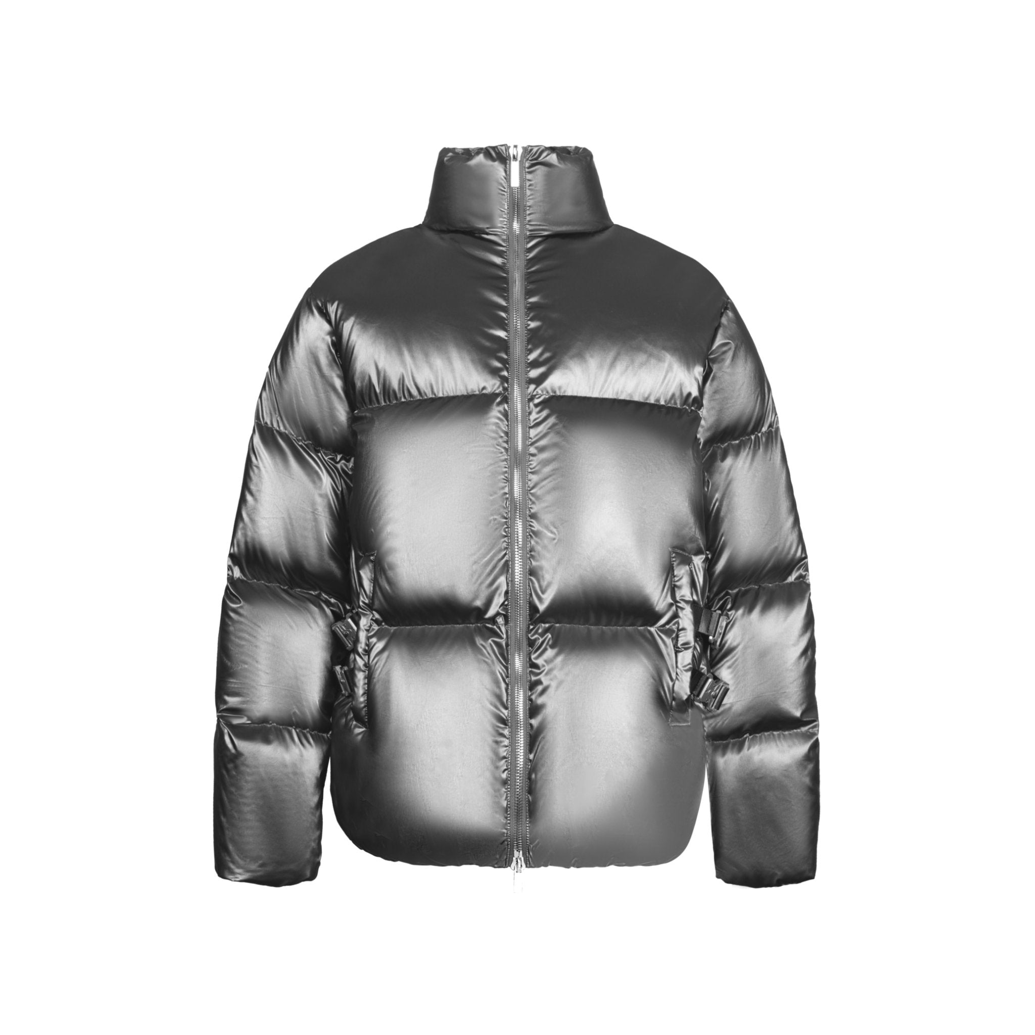 UNAWARES Grey Water-Gloss Custom Buckle Down Jacket | MADA IN CHINA