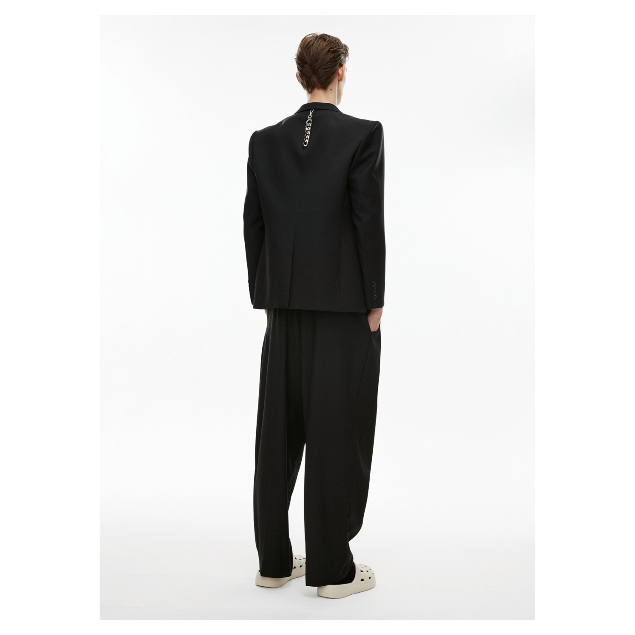 Unawares Irregular Acrylic Mirror Single Breasted Suit Black | MADA IN CHINA