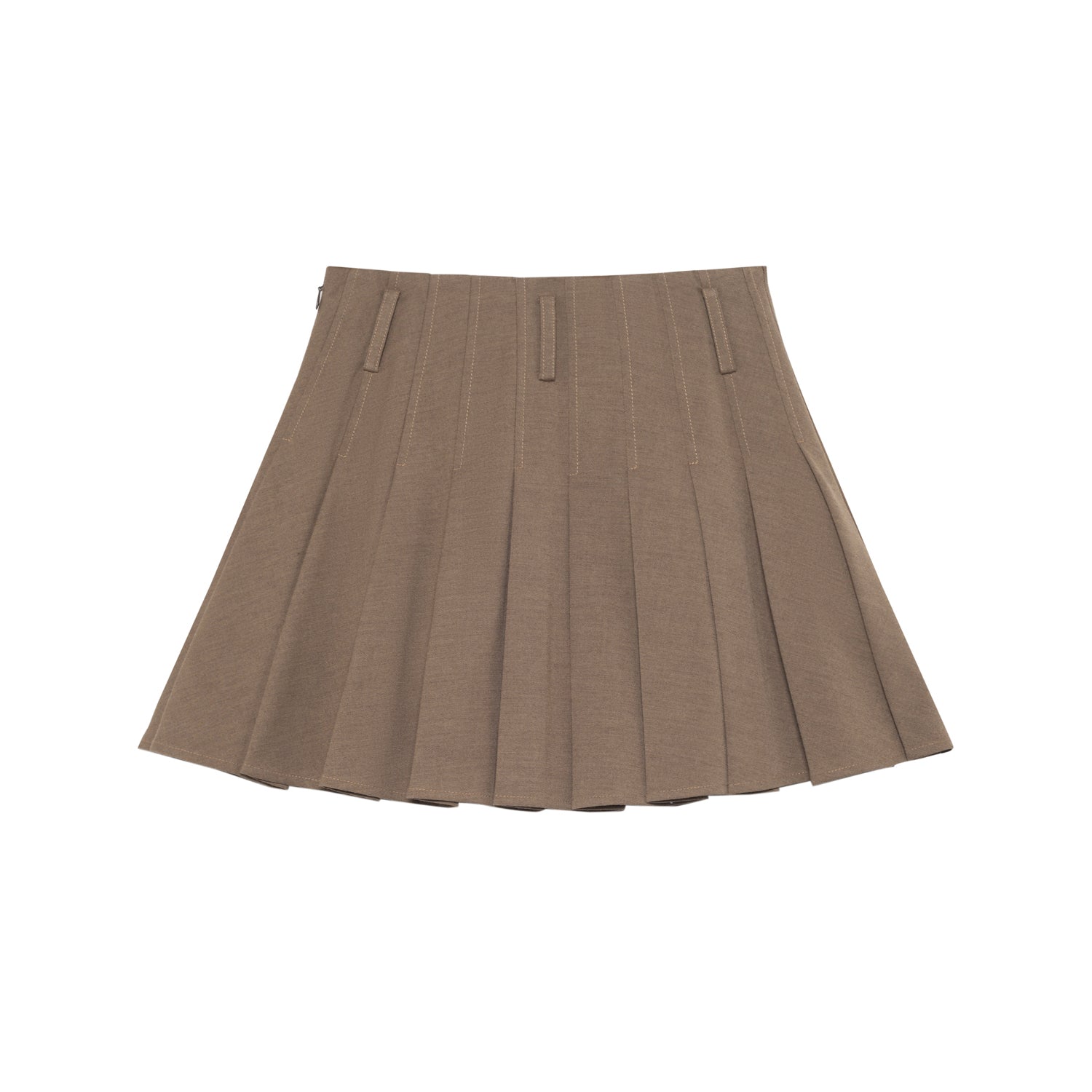 SOMESOWE Khaki Button Pleated Short Skirt | MADA IN CHINA