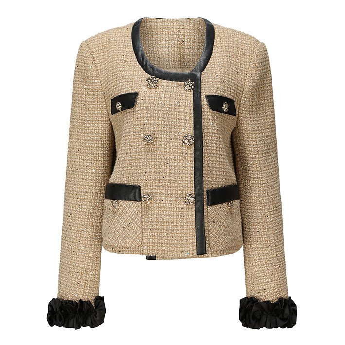 ARTE PURA Khaki Double Breasted Lace Jacket | MADA IN CHINA