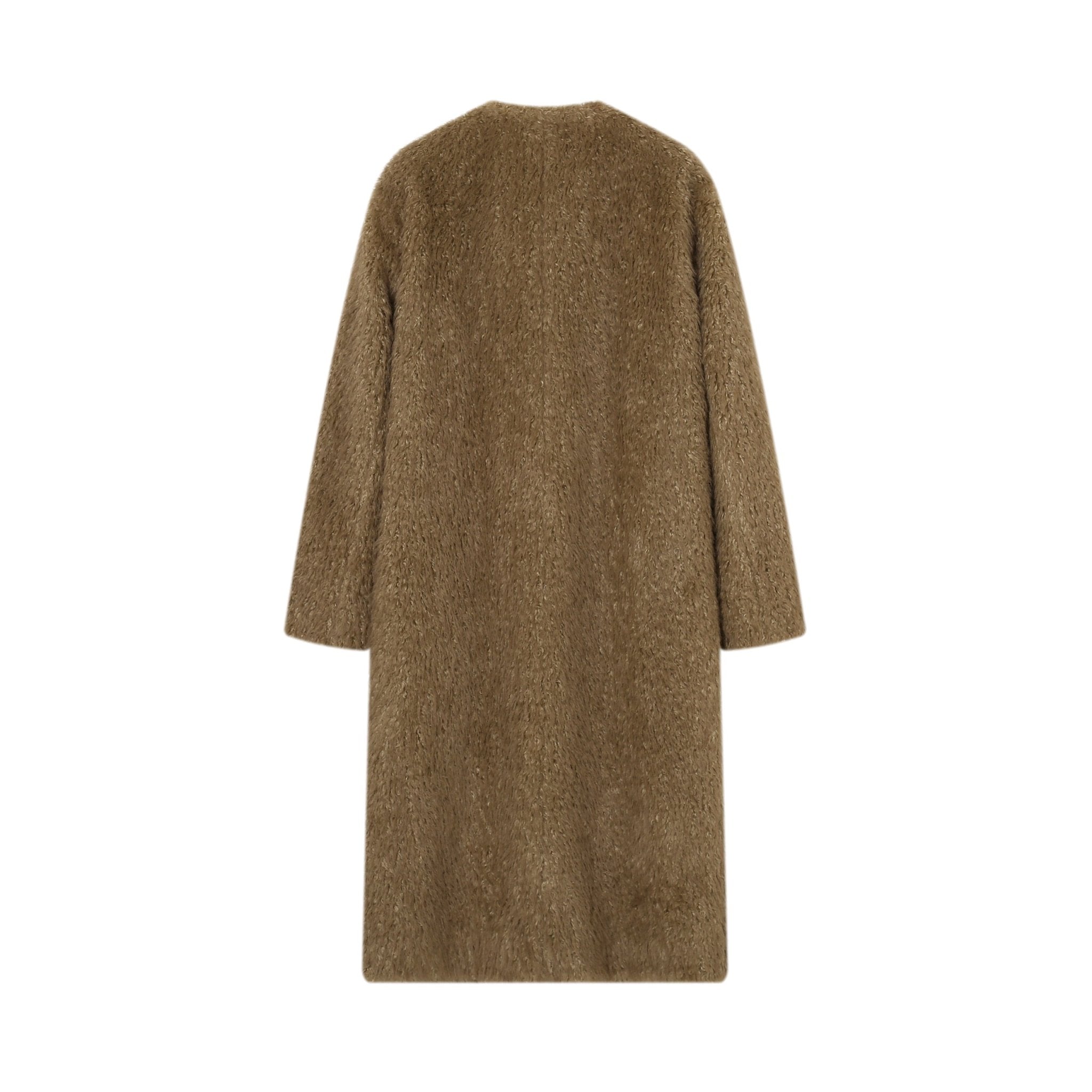 SOMESOWE Khaki Faux Fur Long Coat | MADA IN CHINA