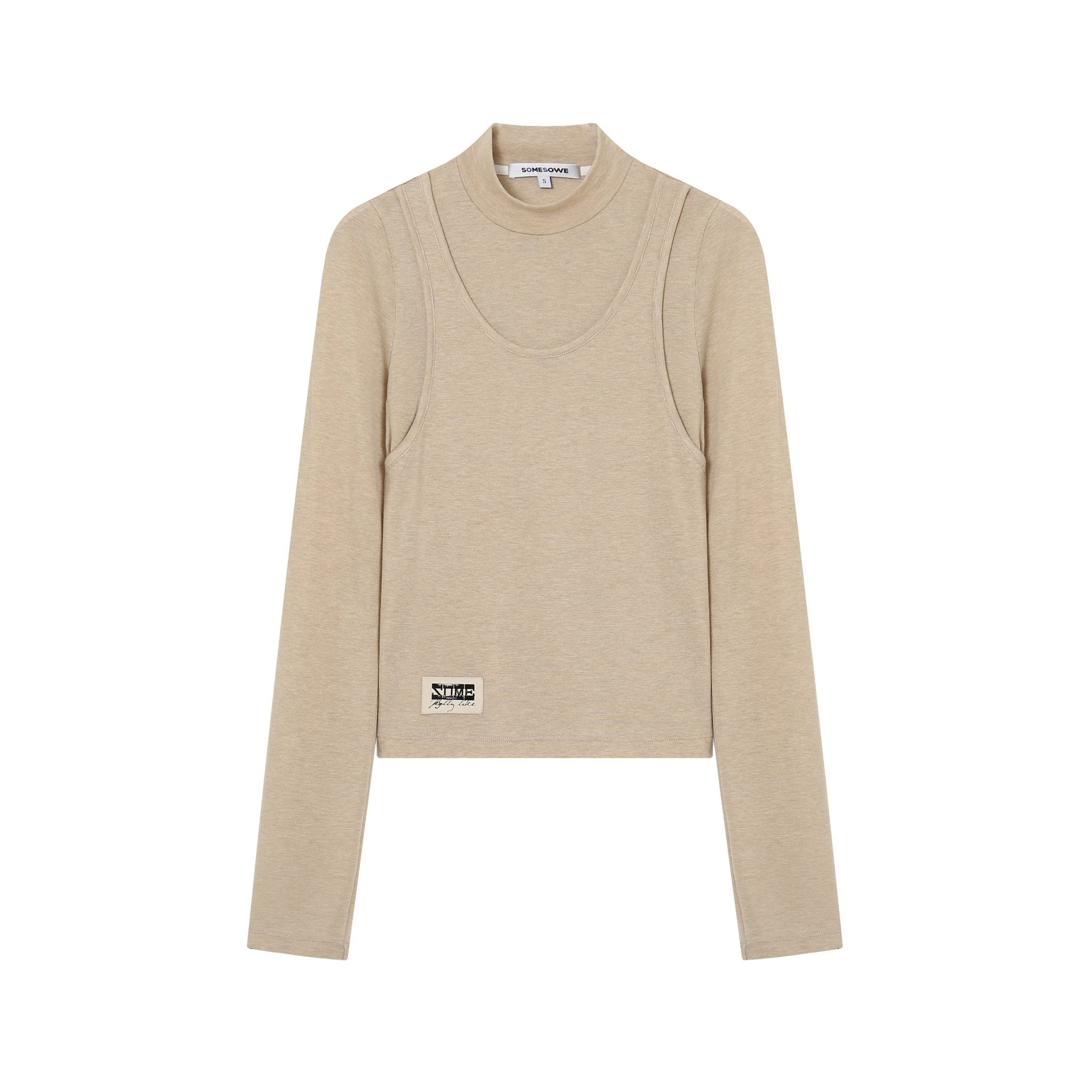 SOMESOWE Khaki High-necked T-shirt | MADA IN CHINA