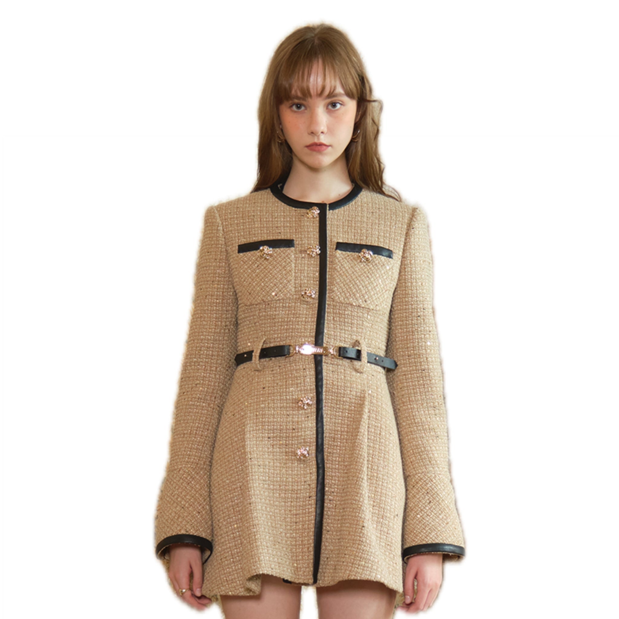 ARTE PURA Khaki Waisted Puffy Hem Long Coat | MADA IN CHINA