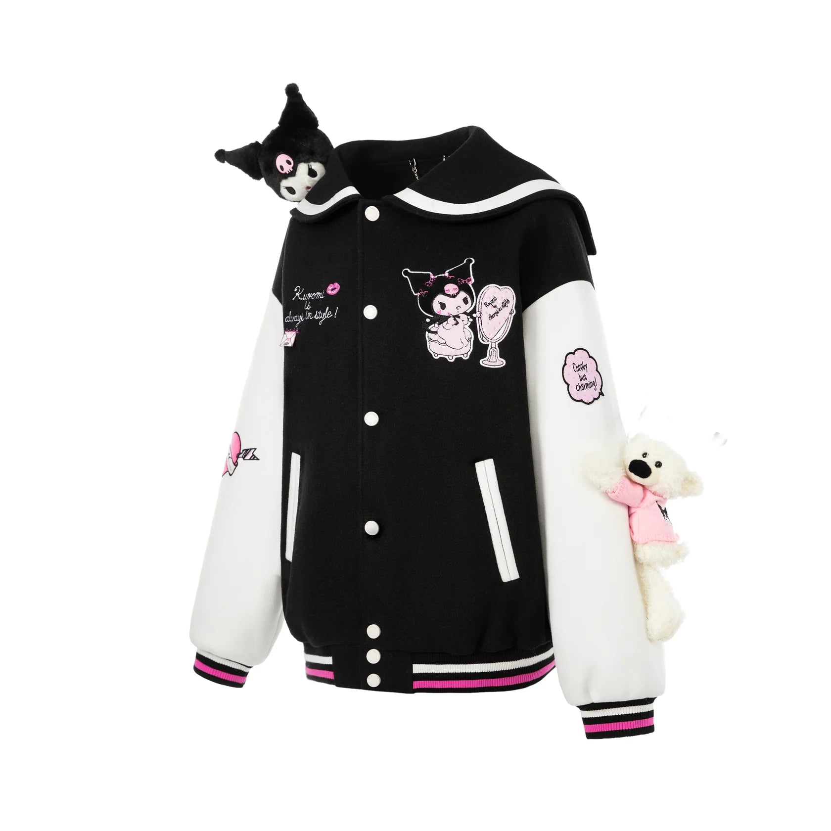 13DE MARZO Kuromi Bear Sailor Baseball Jacket | MADA IN CHINA