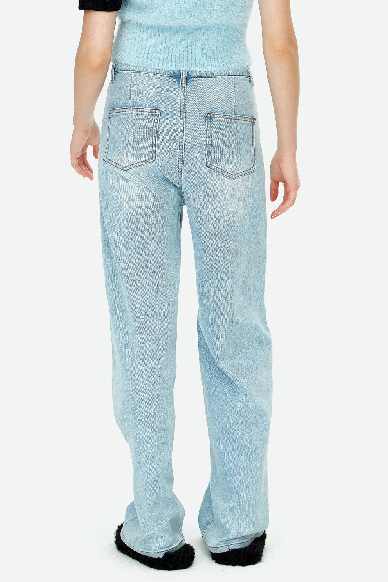 HERLIAN Labeled Logo Wide-Leg Jeans | MADA IN CHINA