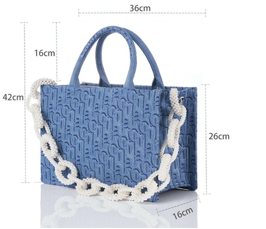 Laurence & Chico Laulau Chichi Jacquard Medium Square Tote Light Blue | MADA IN CHINA