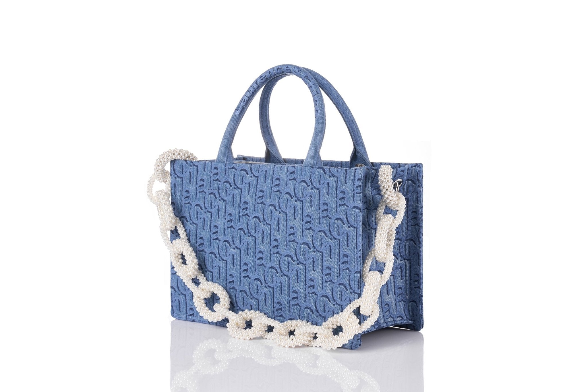 Laurence & Chico Laulau Chichi Jacquard Medium Square Tote Light Blue | MADA IN CHINA