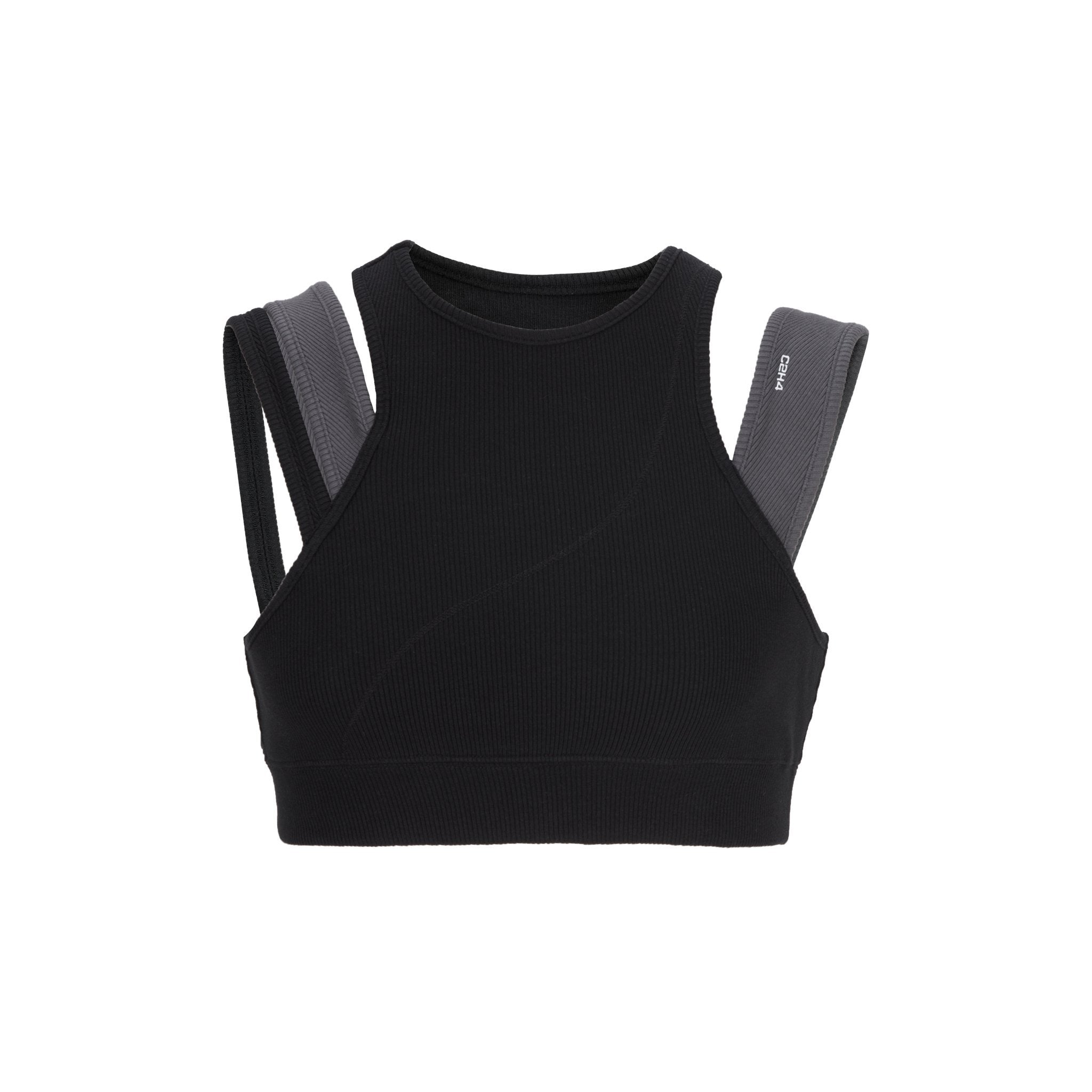 C2H4 Layered Women Sporty Bra Black | MADA IN CHINA