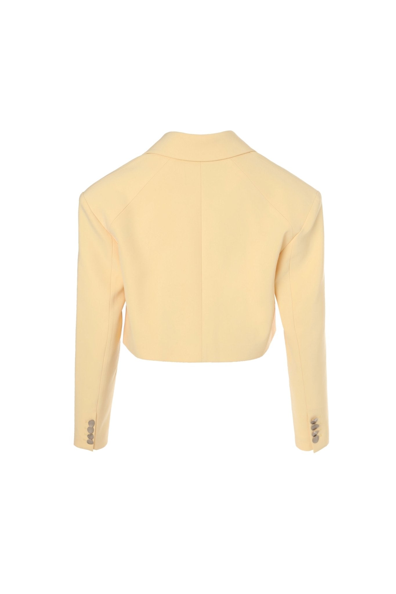 RAY CHU Lemon Yellow Lace Layering Cropped Blazer | MADA IN CHINA