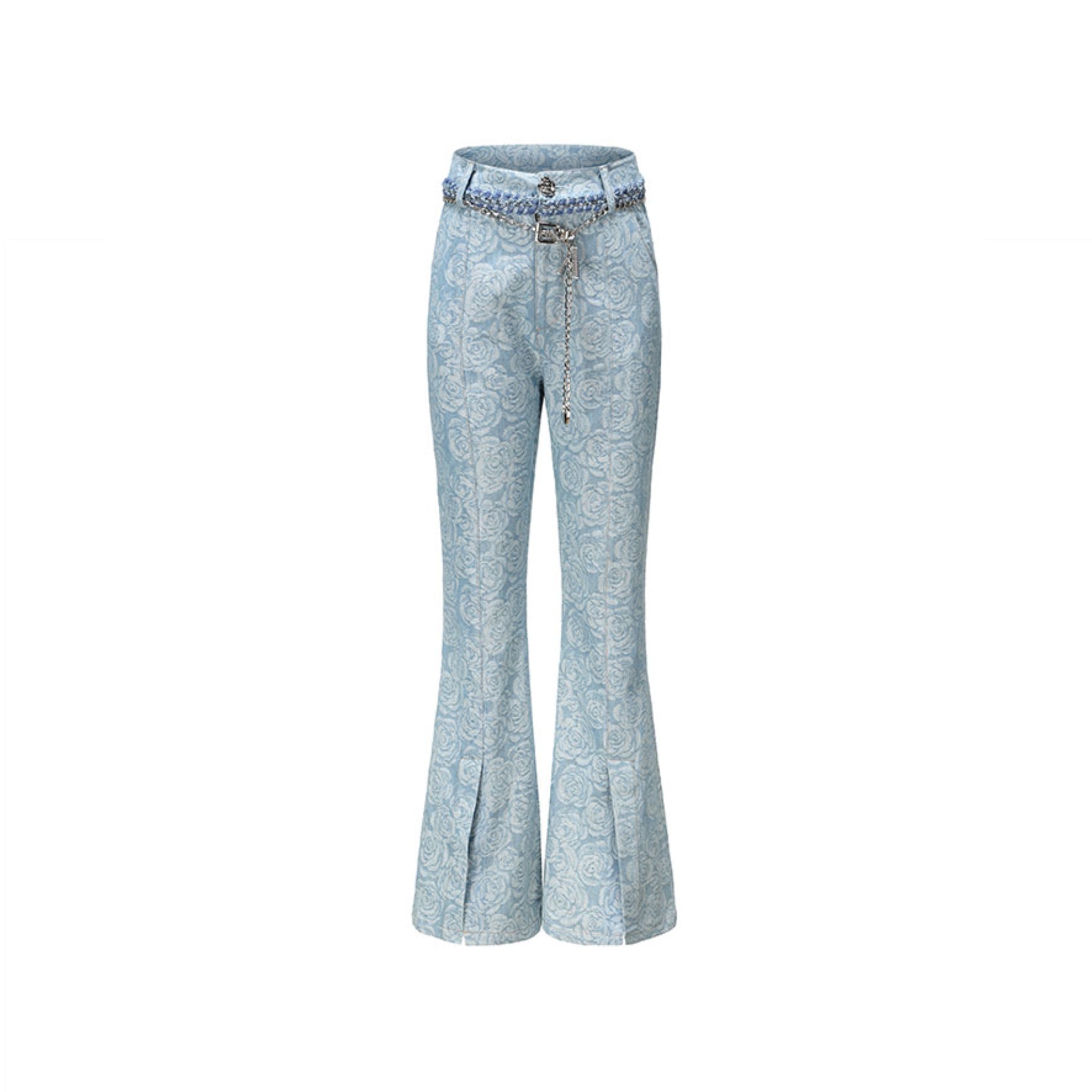 ARTE PURA Light Blue Denim Flared Trousers | MADA IN CHINA