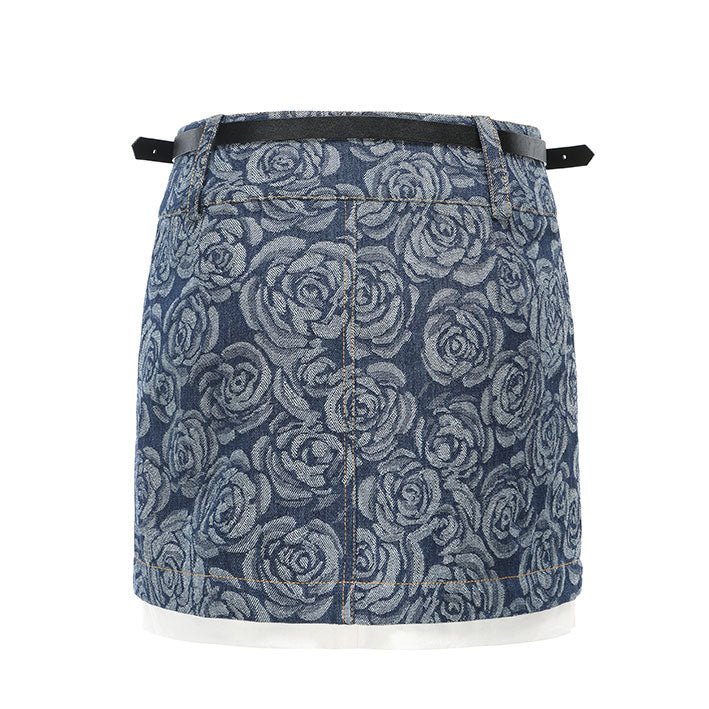 ARTE PURA Light Blue Denim Flower Pod Skirt | MADA IN CHINA