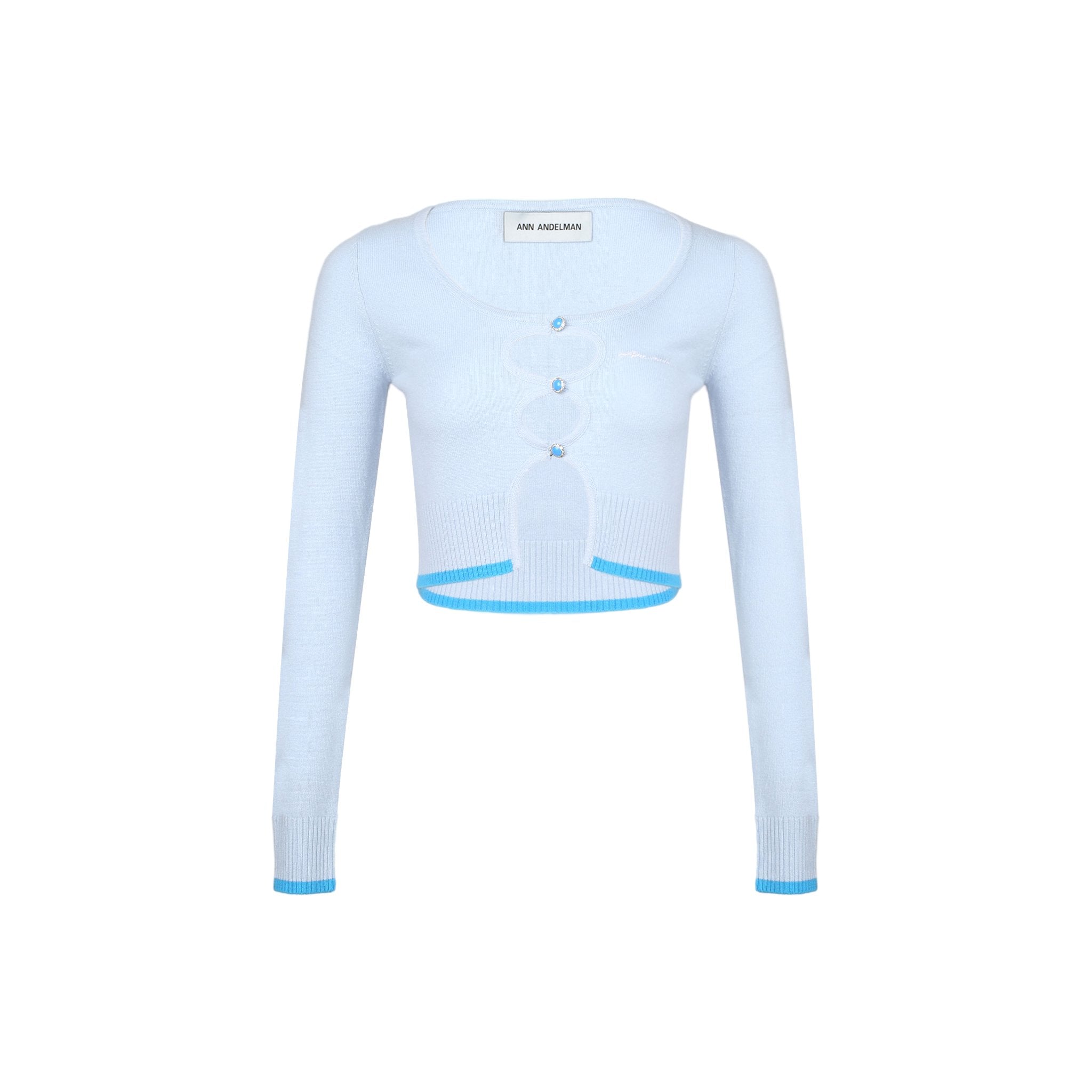 ANN ANDELMAN Light Blue Woolen Cardigan | MADA IN CHINA