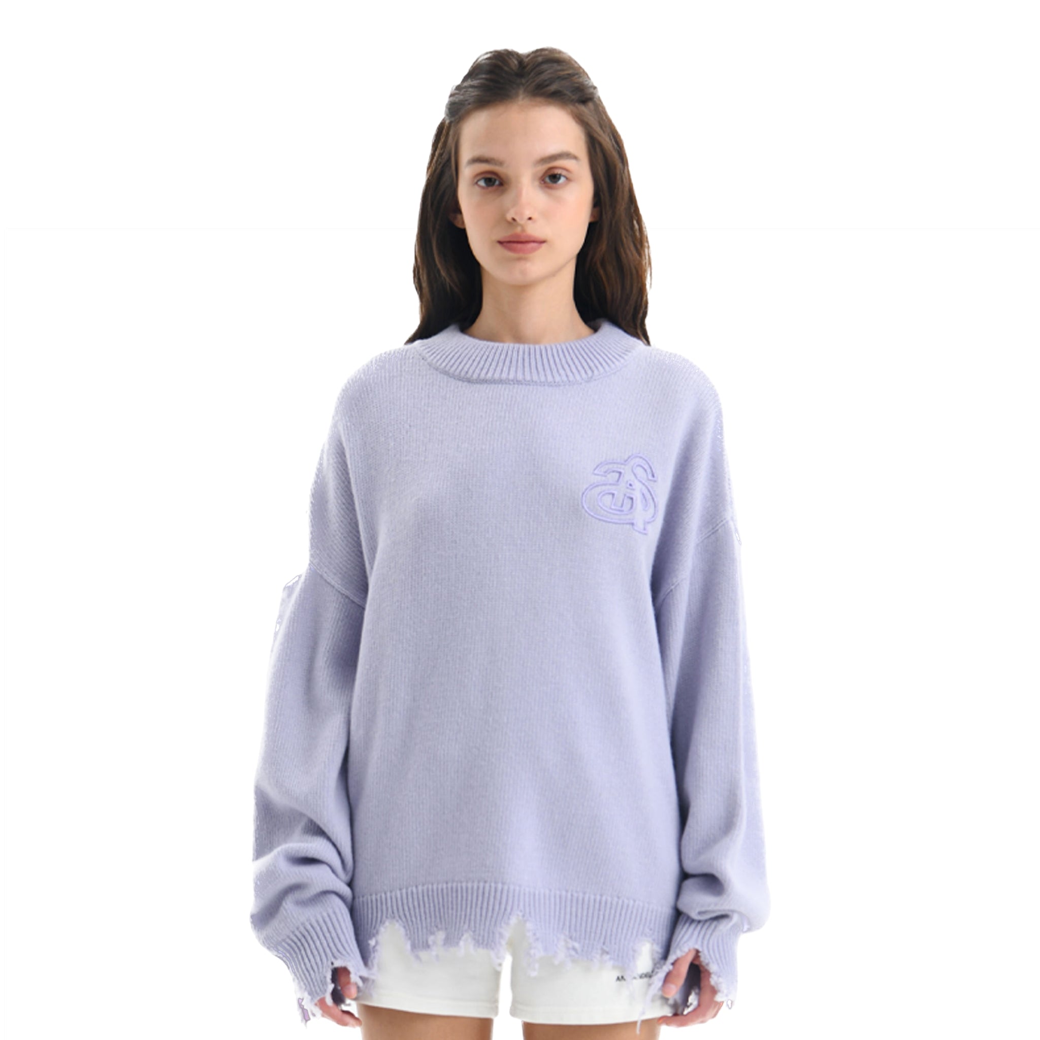 ANN ANDELMAN Light Purple Three-Dimensional Logo Sweater | MADA IN CHINA