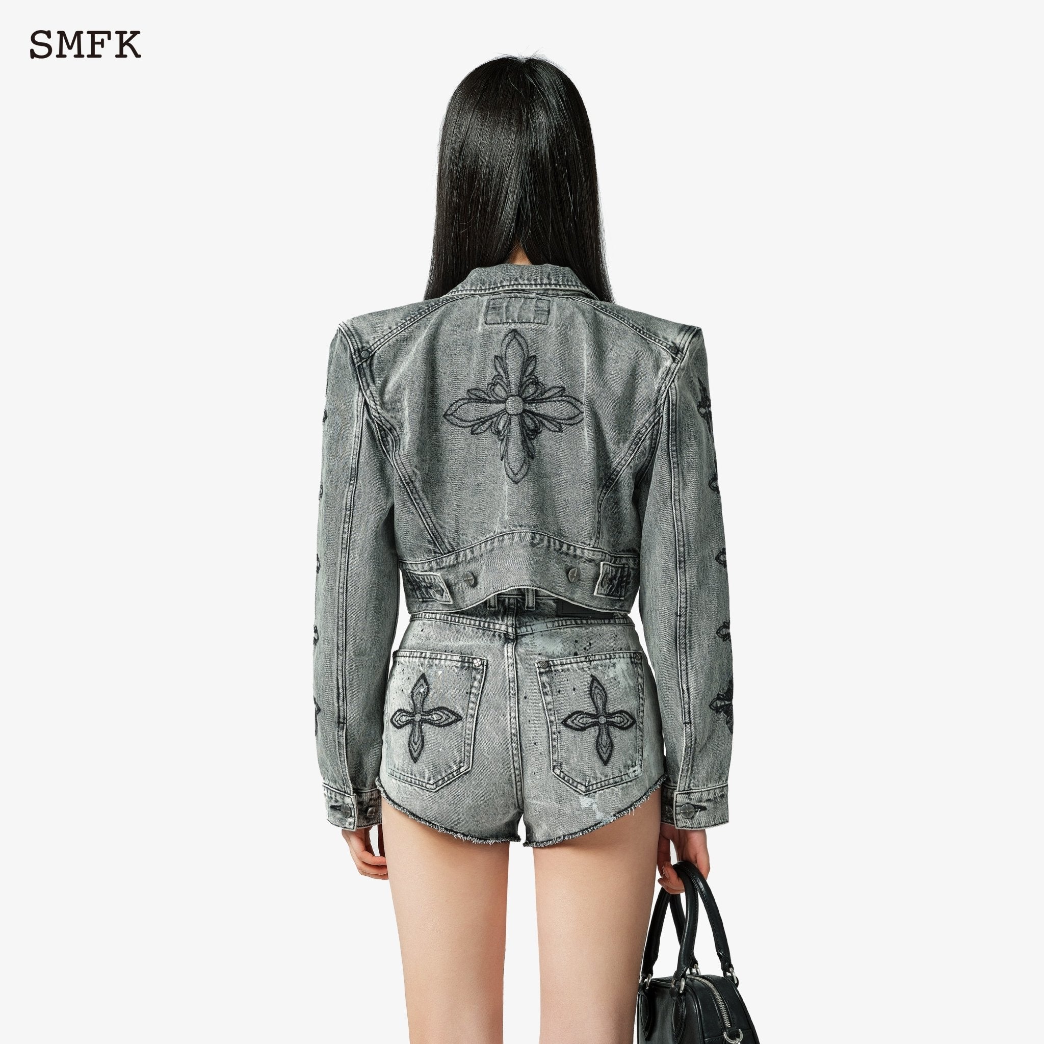 SMFK Magnolia Cross Biker Denim Jacket | MADA IN CHINA