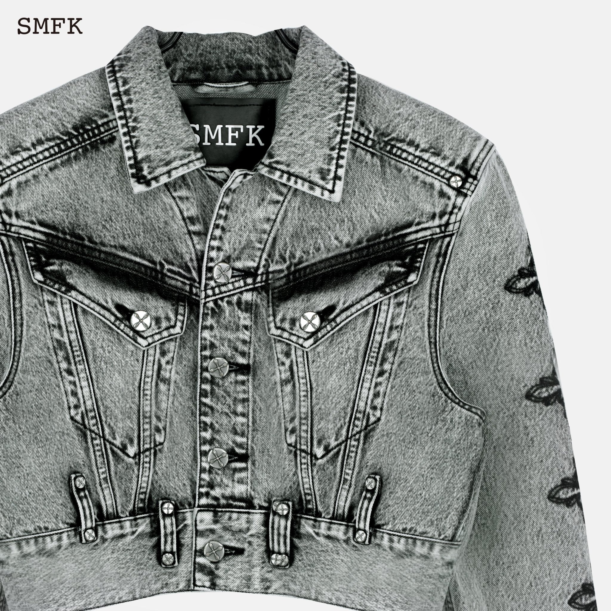 SMFK Magnolia Cross Biker Denim Jacket | MADA IN CHINA