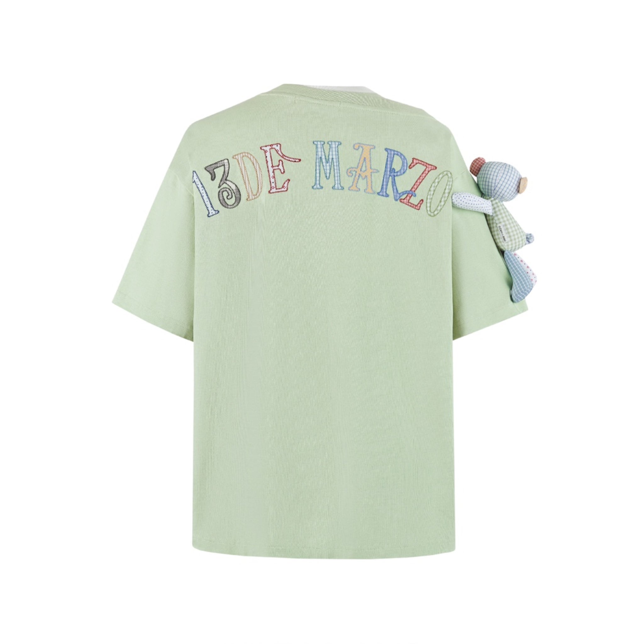 13 DE MARZO Malposition Collar Logo T-shirt Canary Green | MADA IN CHINA