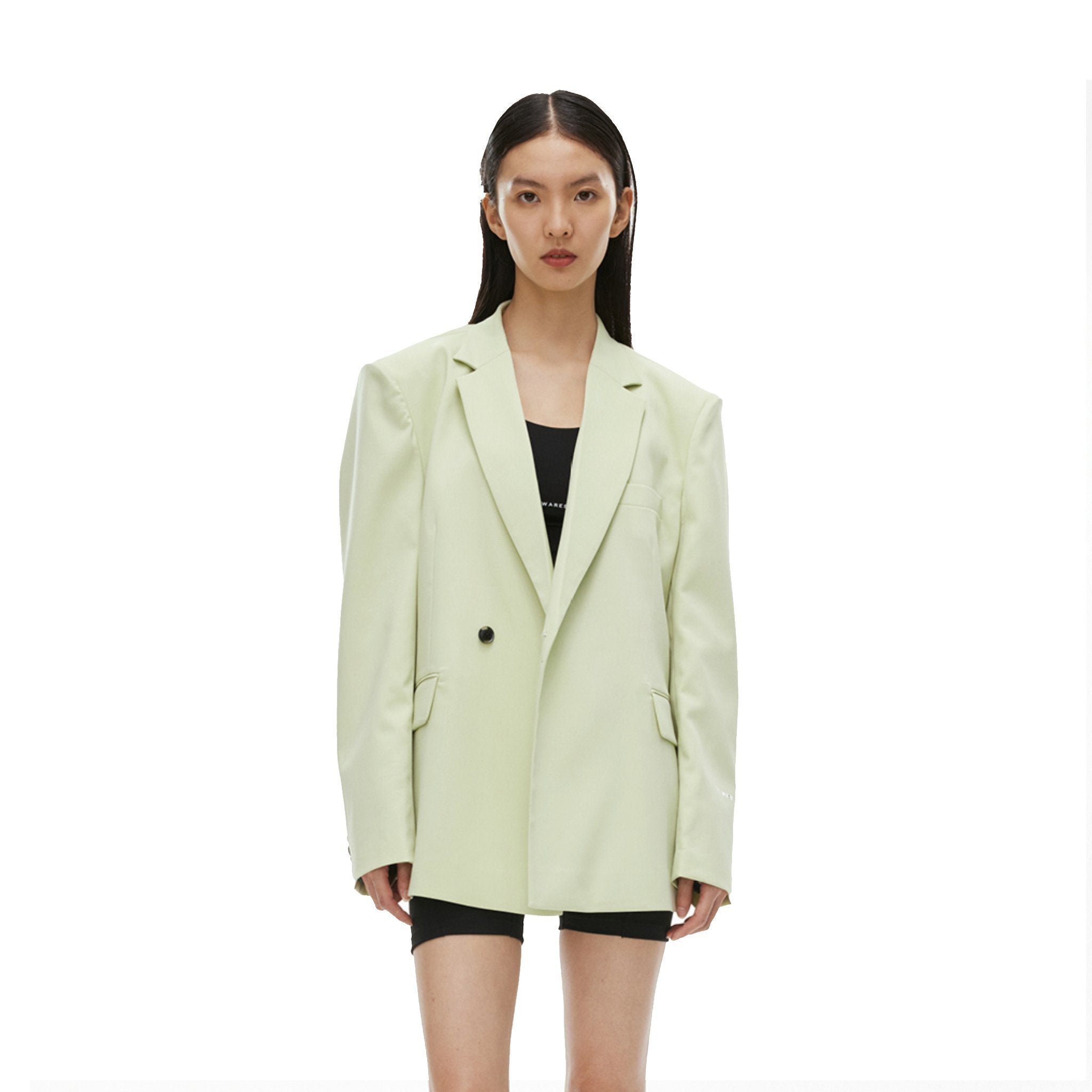 Unawares Metal Chain Classic Double Breasted Suit Avocado Green | MADA IN CHINA