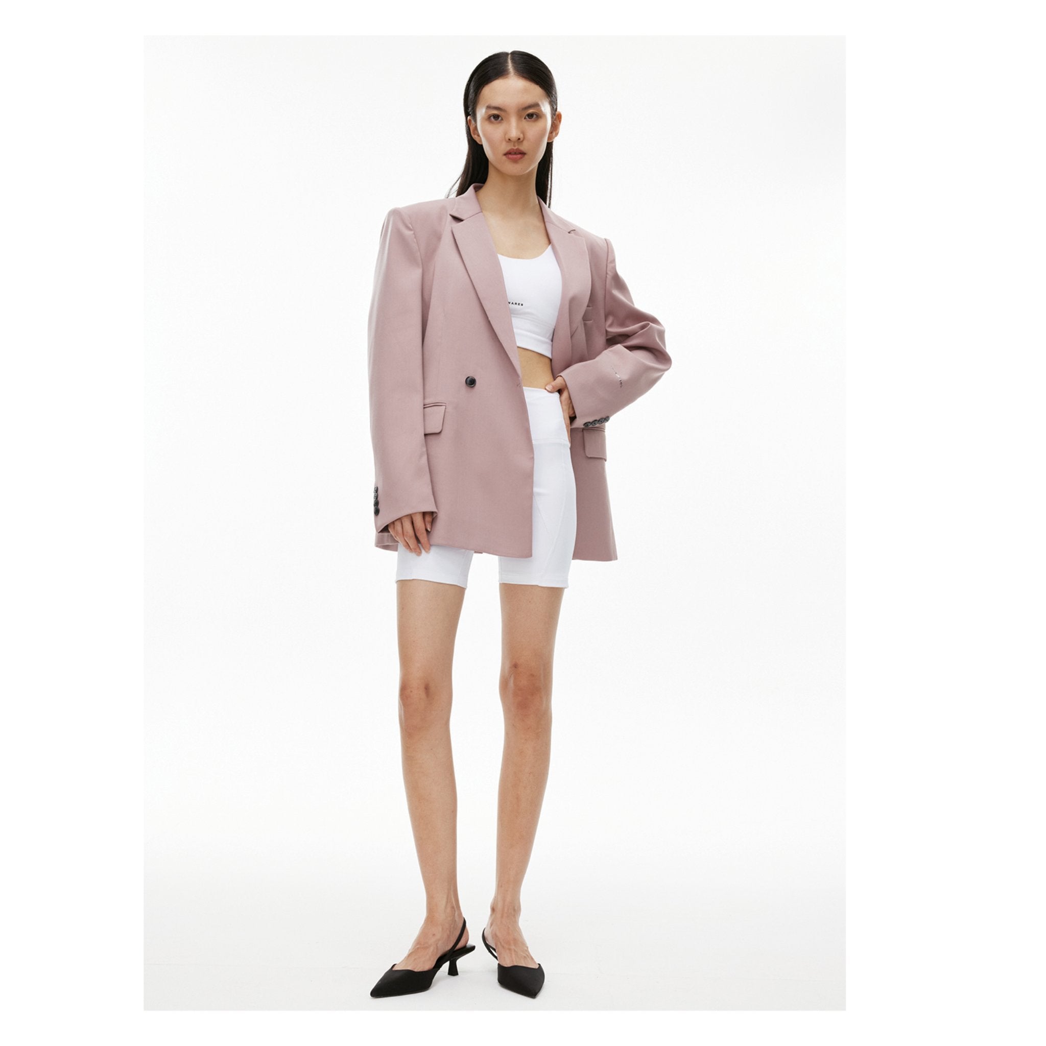 Unawares Metal Chain Classic Double Breasted Suit Pink | MADA IN CHINA