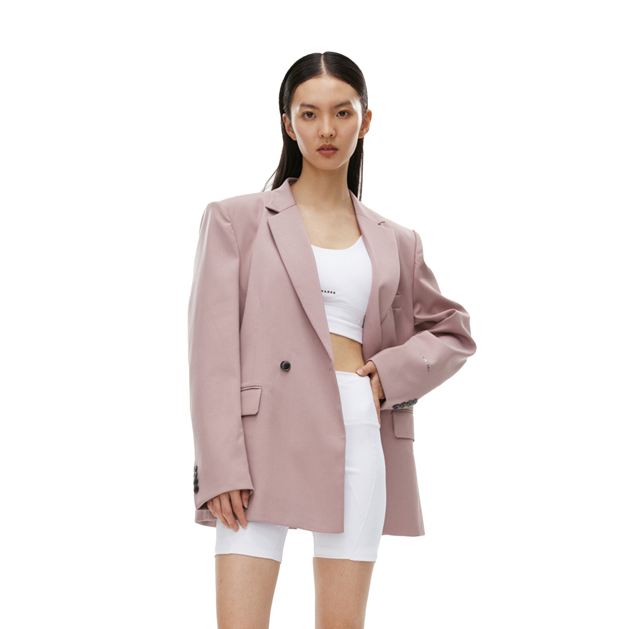 Unawares Metal Chain Classic Double Breasted Suit Pink | MADA IN CHINA