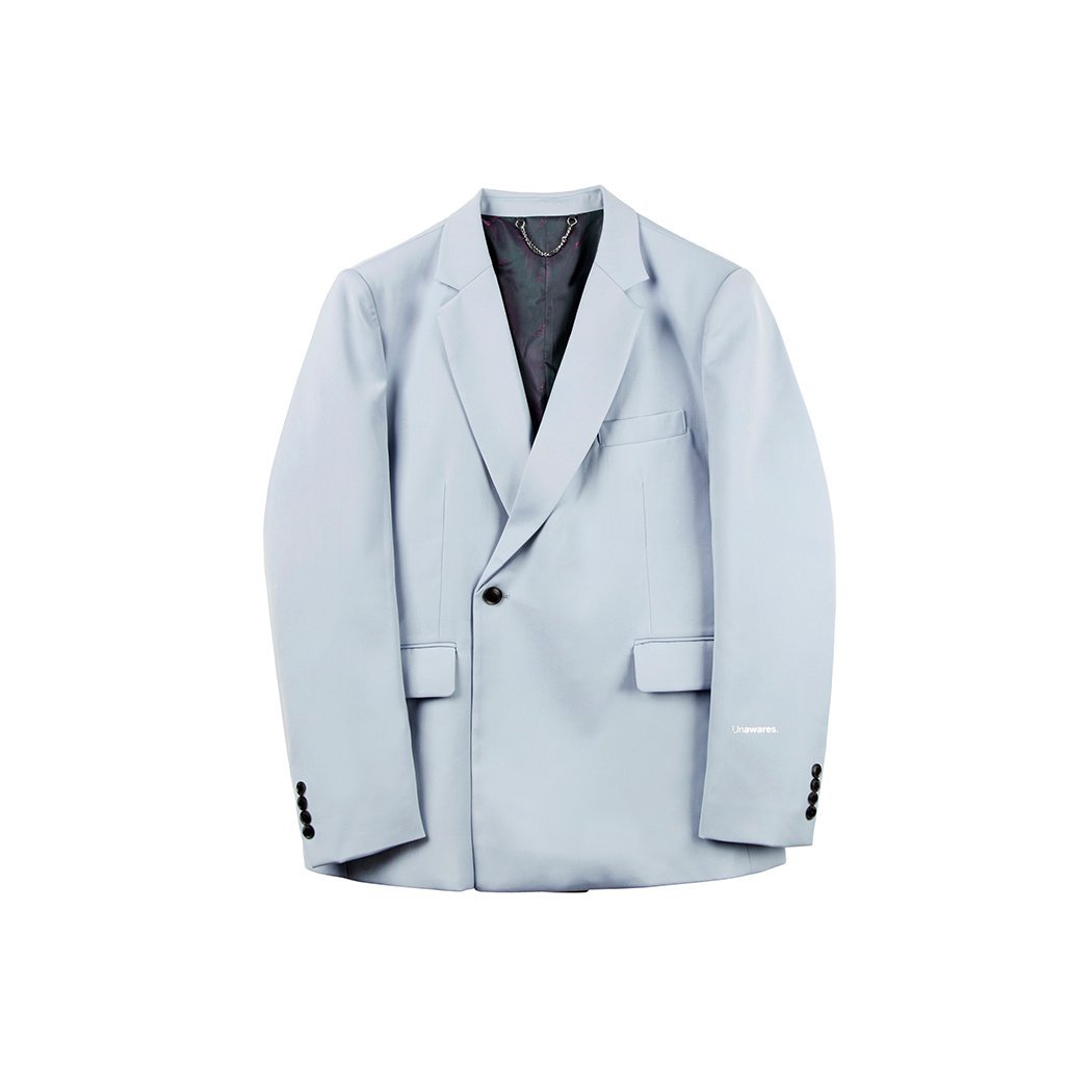 Unawares Metal Chain Classic Double Breasted Suit Sky Blue | MADA IN CHINA