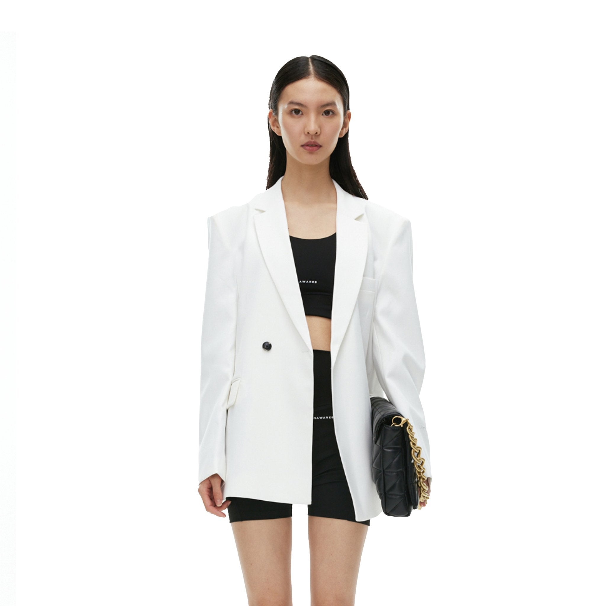 Unawares Metal Chain Classic Double Breasted Suit White | MADA IN CHINA