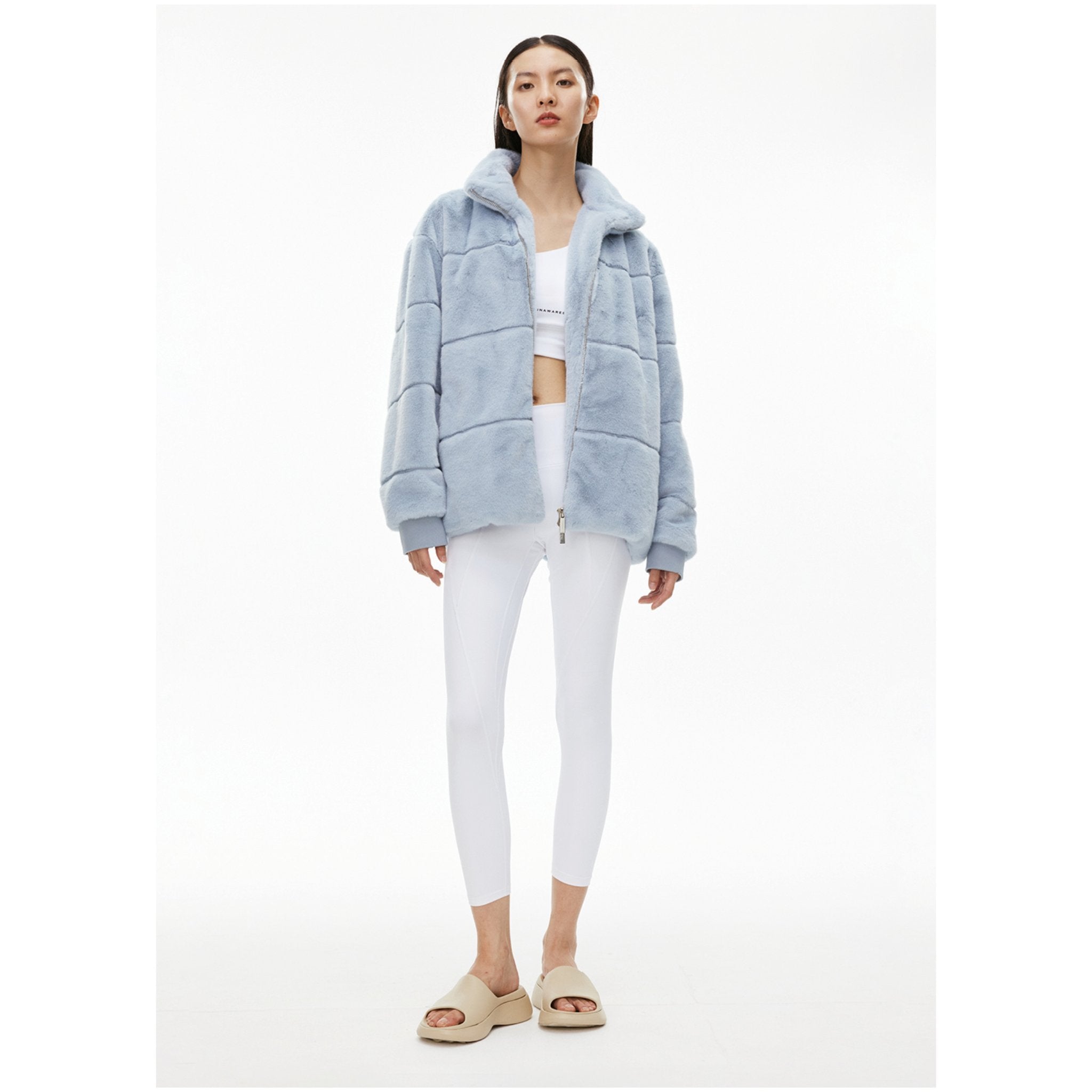 Unawares Metal Chain Mink Jacket Blue | MADA IN CHINA