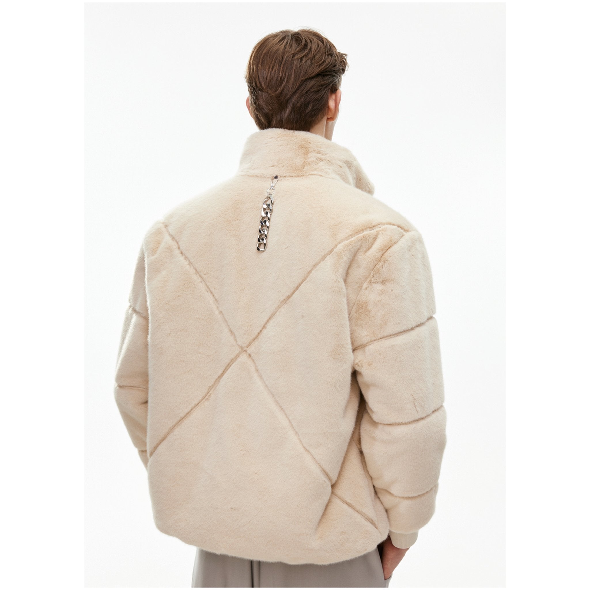 Unawares Metal Chain Mink Jacket Khaki | MADA IN CHINA