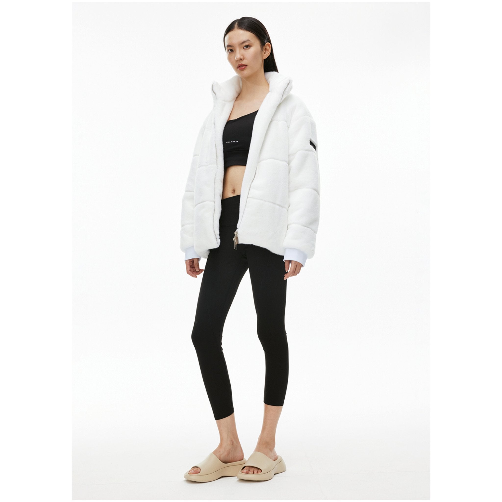 Unawares Metal Chain Mink Jacket White | MADA IN CHINA