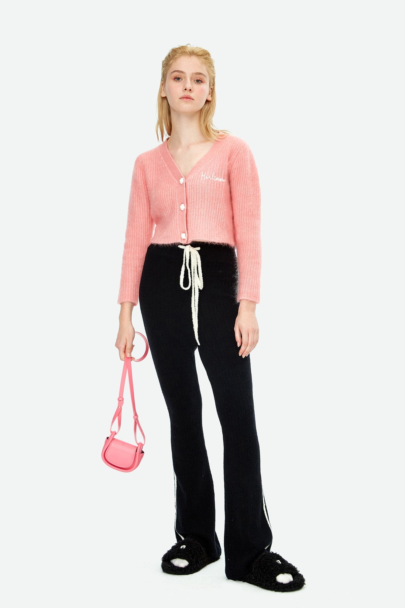 HERLIAN Mohair Pink Signature Cardigan | MADA IN CHINA