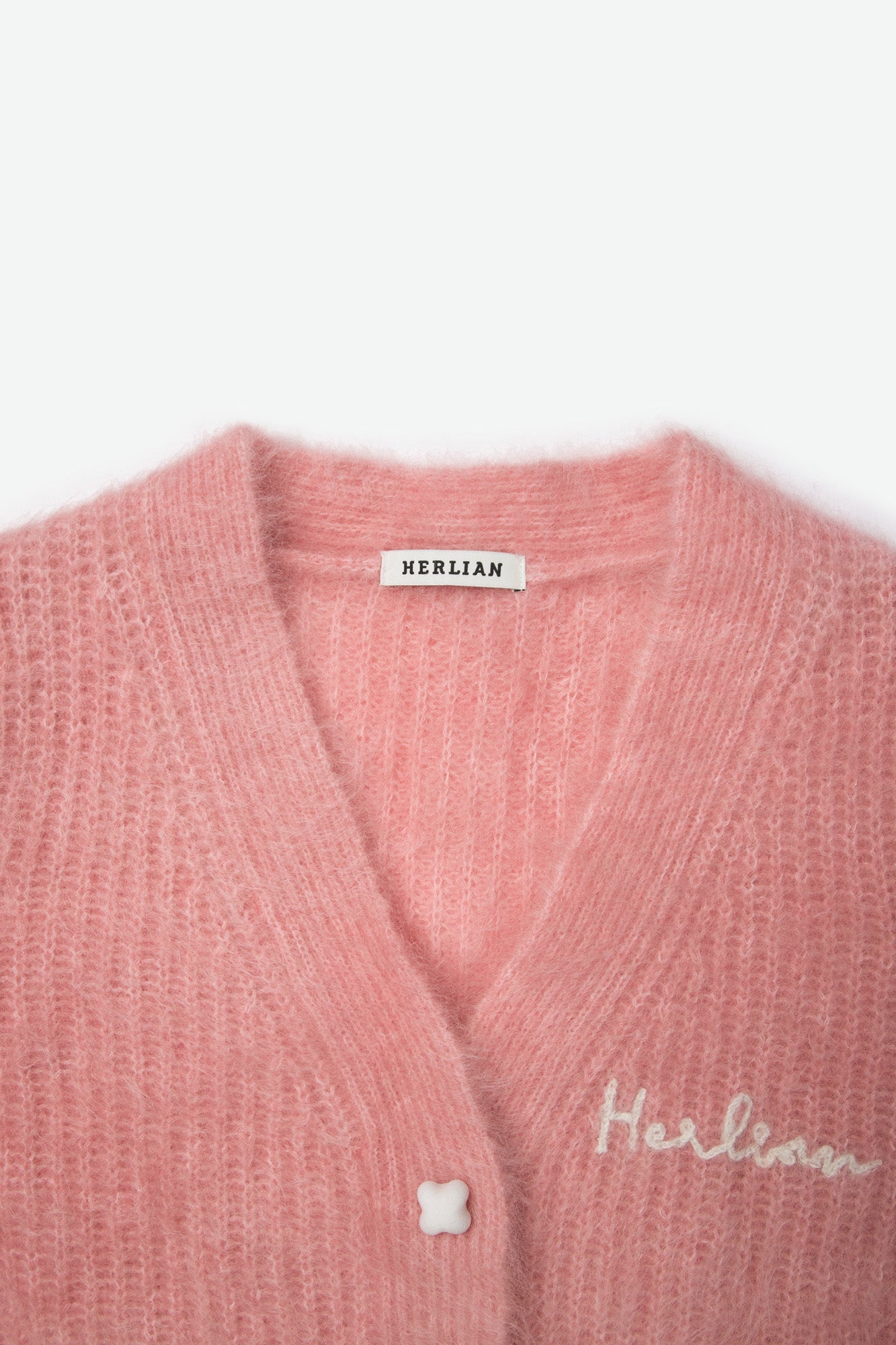 HERLIAN Mohair Pink Signature Cardigan | MADA IN CHINA