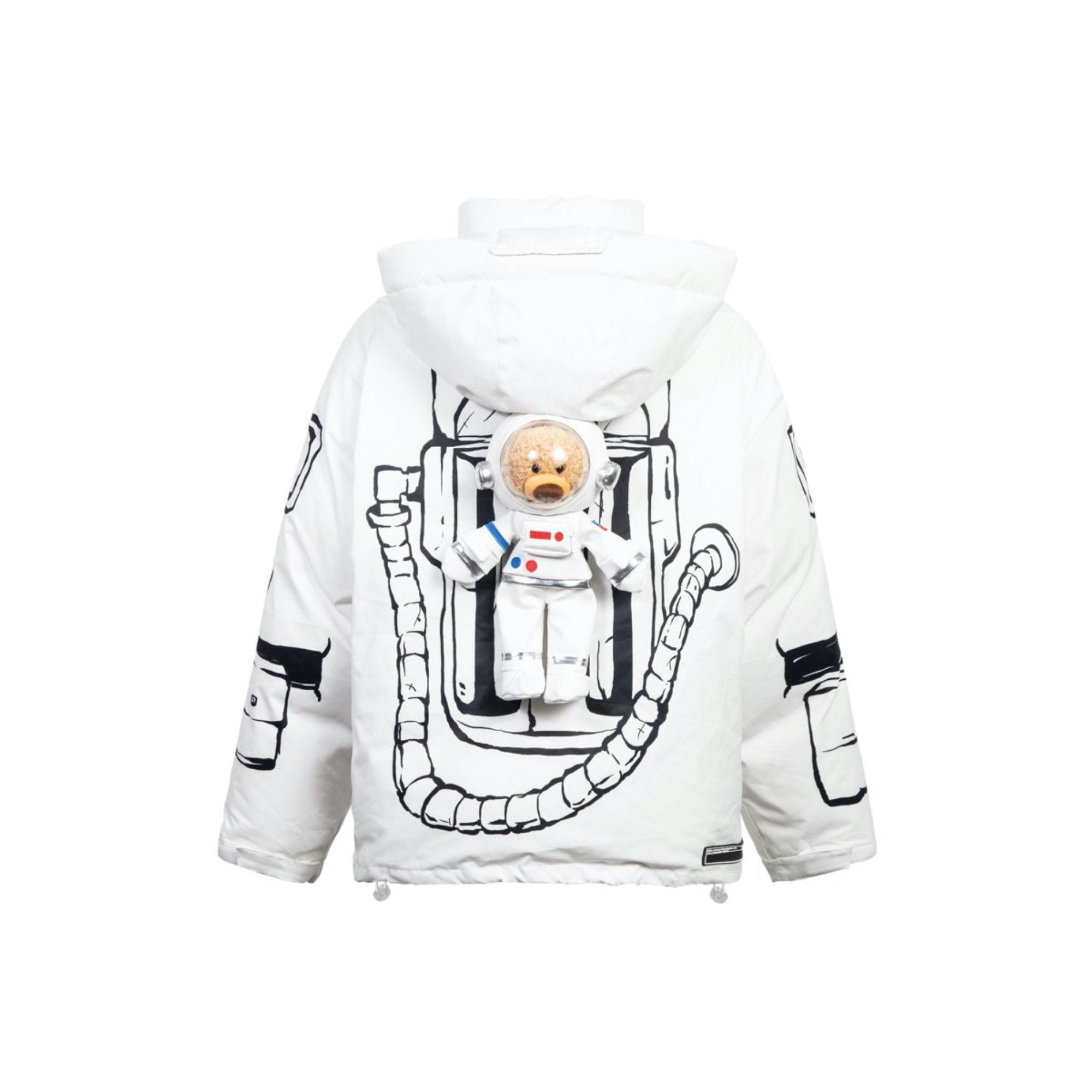 13 DE MARZO NASA Astronaut Teddy Bear Painted Down Jacket White | MADA IN CHINA