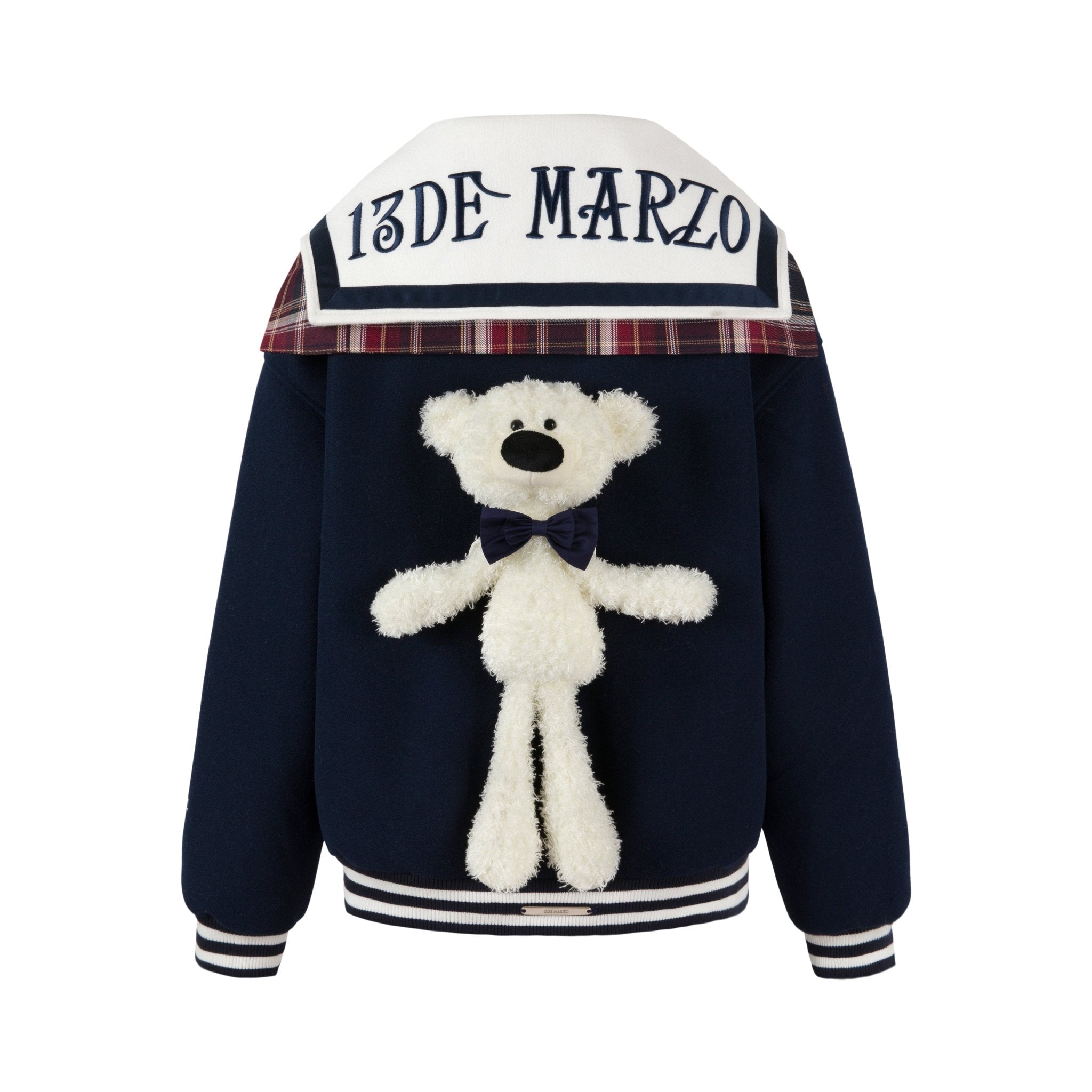 13DE MARZO Navy Sailor Collar Baseball Jacket | MADA IN CHINA