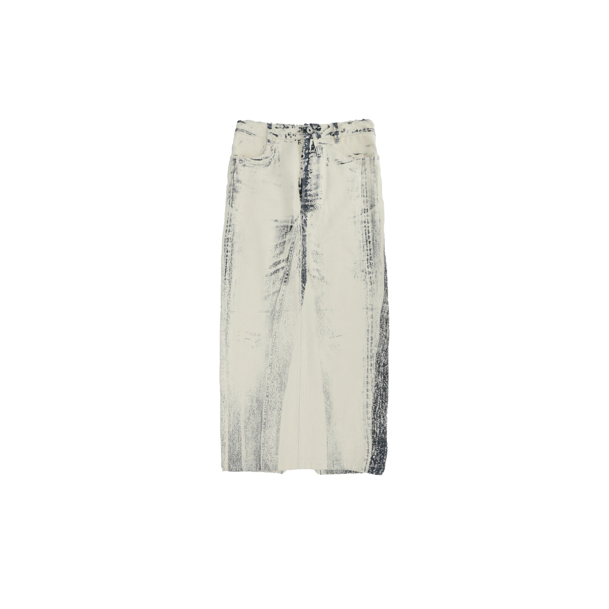 ilEWUOY Off-set Printed Denim Long Skirt | MADA IN CHINA