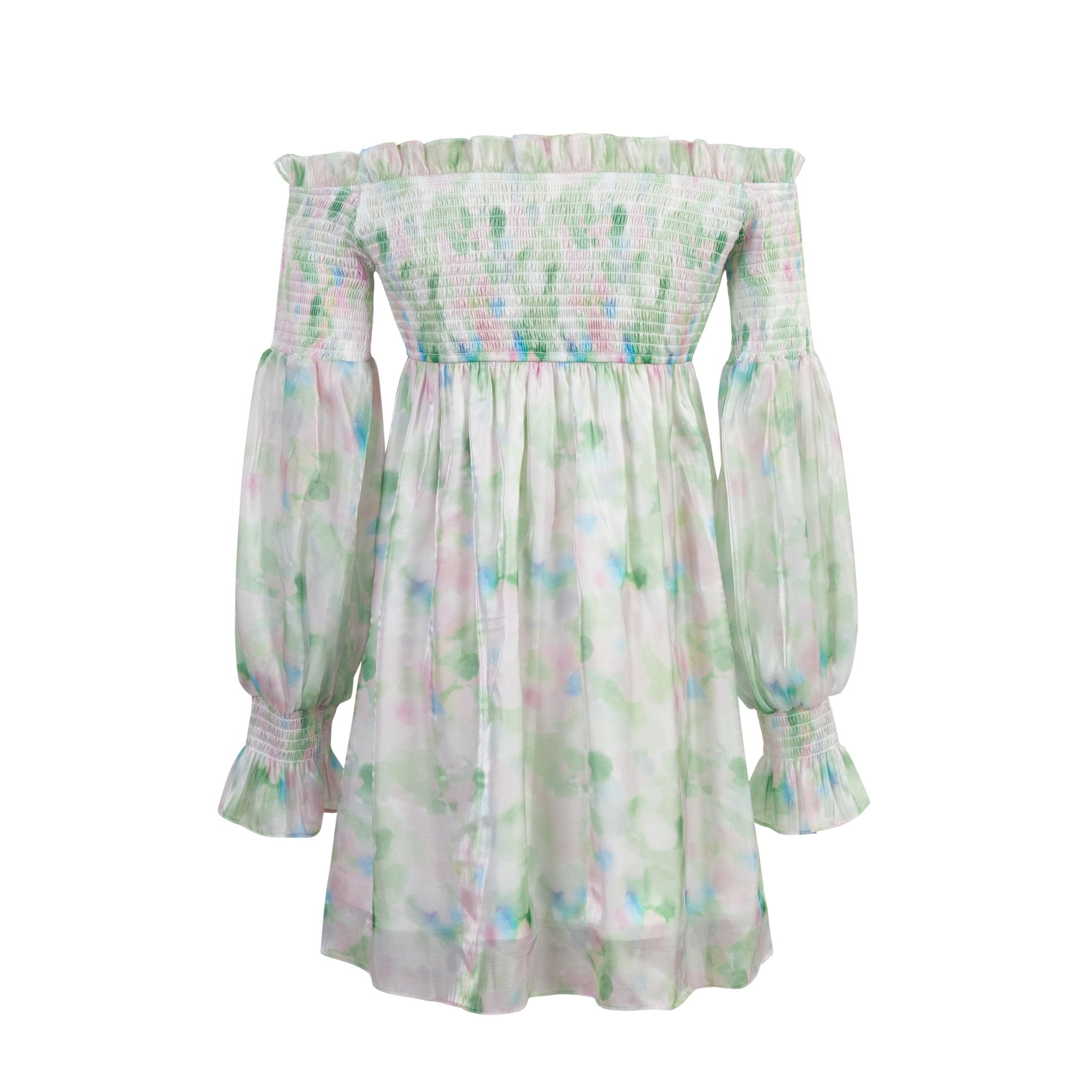 THREE QUARTERS Off-Shoulder Light Green Dress | MADA IN CHINA