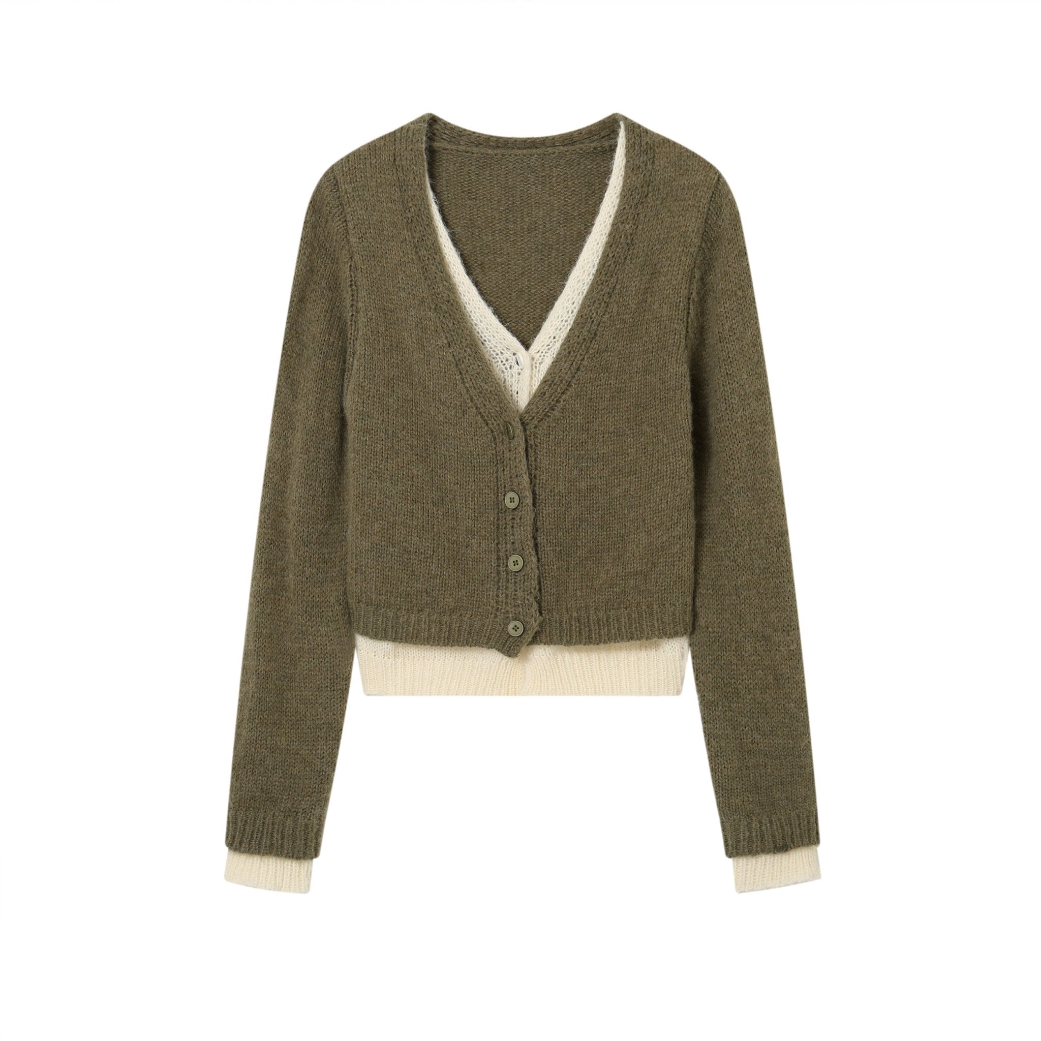 SOMESOWE Olive V-Neck Cardigan | MADA IN CHINA